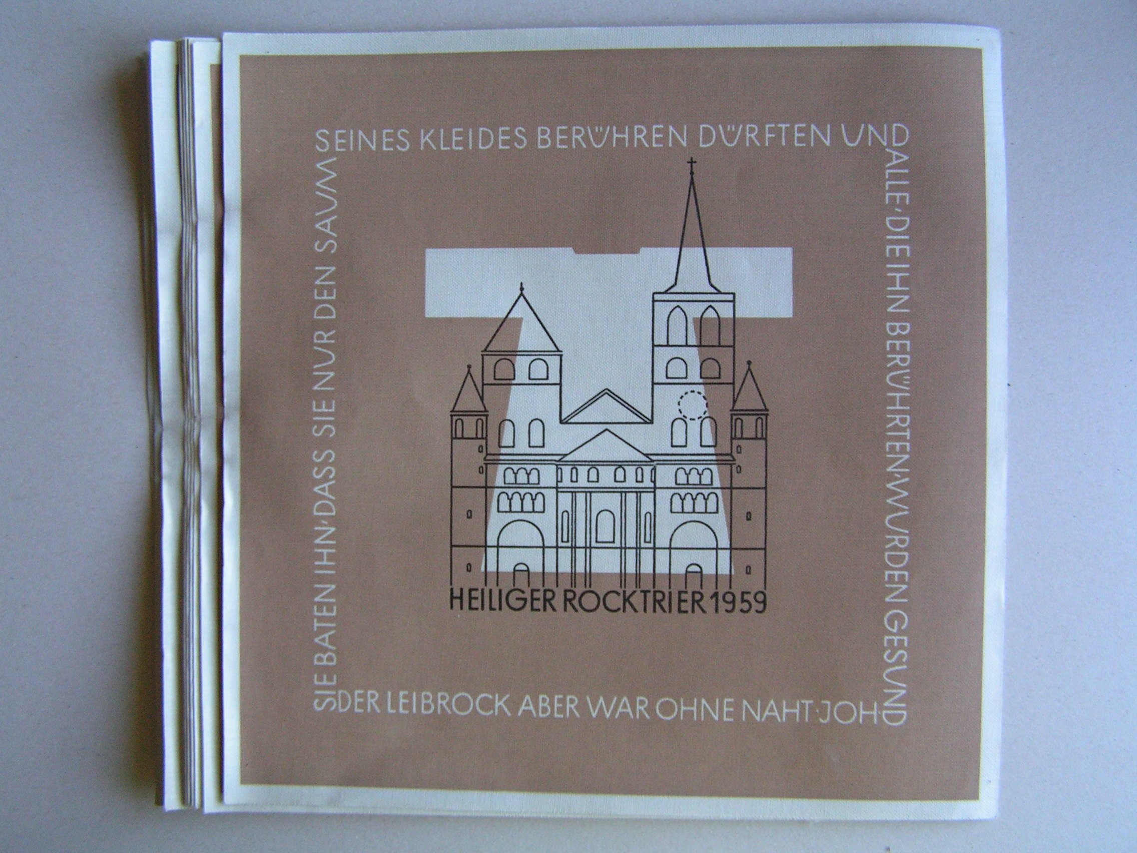 9 gleiche Andenkenbilder an die Ausstellung des heiligen Rocks 1959 im Dom zu Trier (Freilichtmuseum Roscheider Hof CC0)