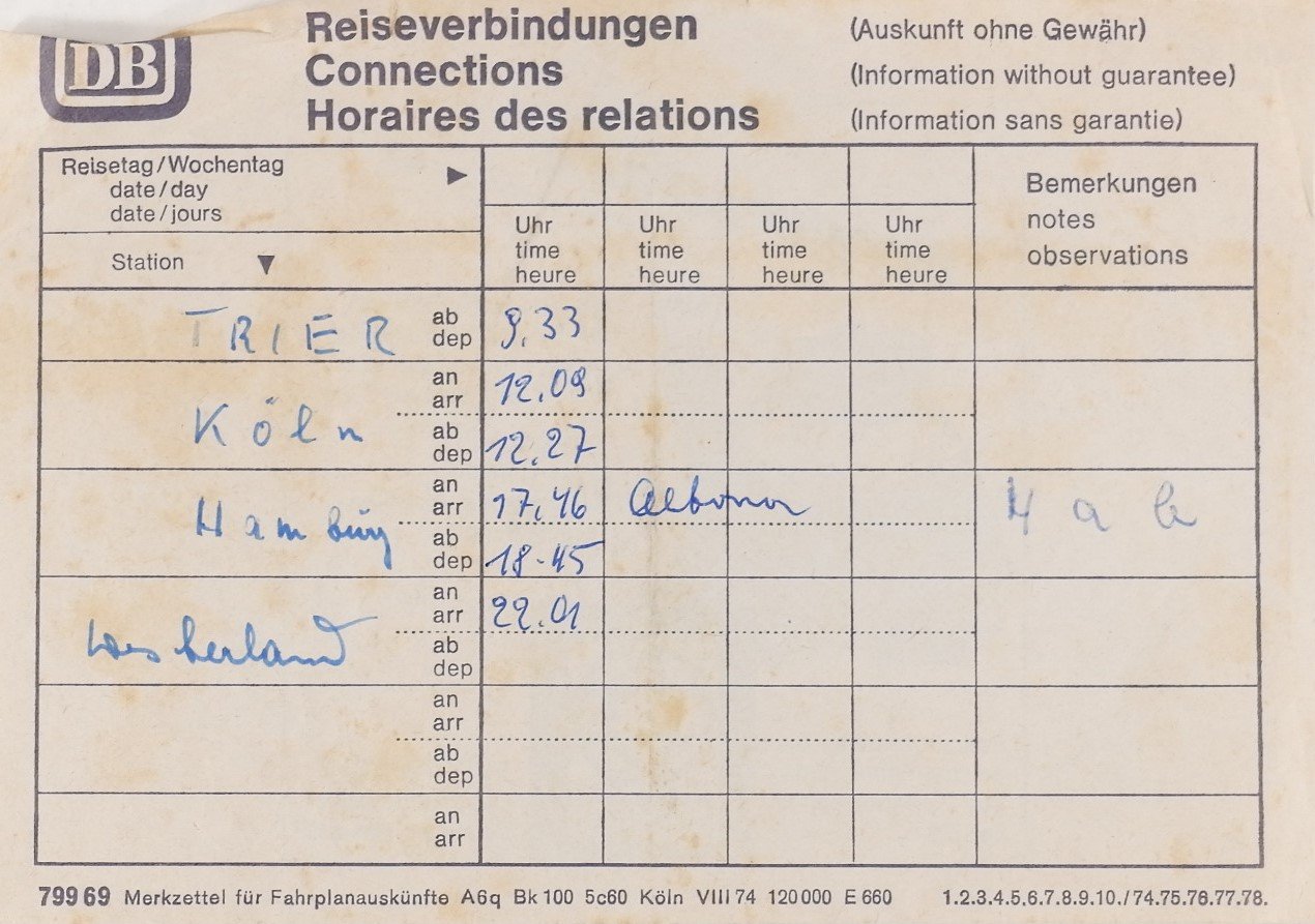 Reiseverbindung der DB: Trier- Westerland (1970.er) (Freilichtmuseum Roscheider Hof CC0)