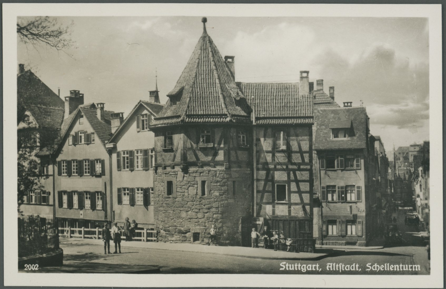 Postkarte des Schellenturns in Stuttgart (Freilichtmuseum Roscheider Hof CC0)