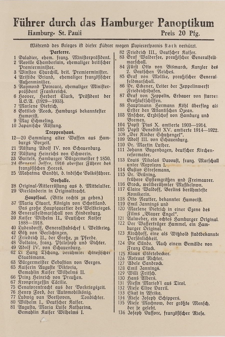 Führer durch das Hamburger Panoptikum aus dem 2.Weltkrieg (Freilichtmuseum Roscheider Hof CC0)