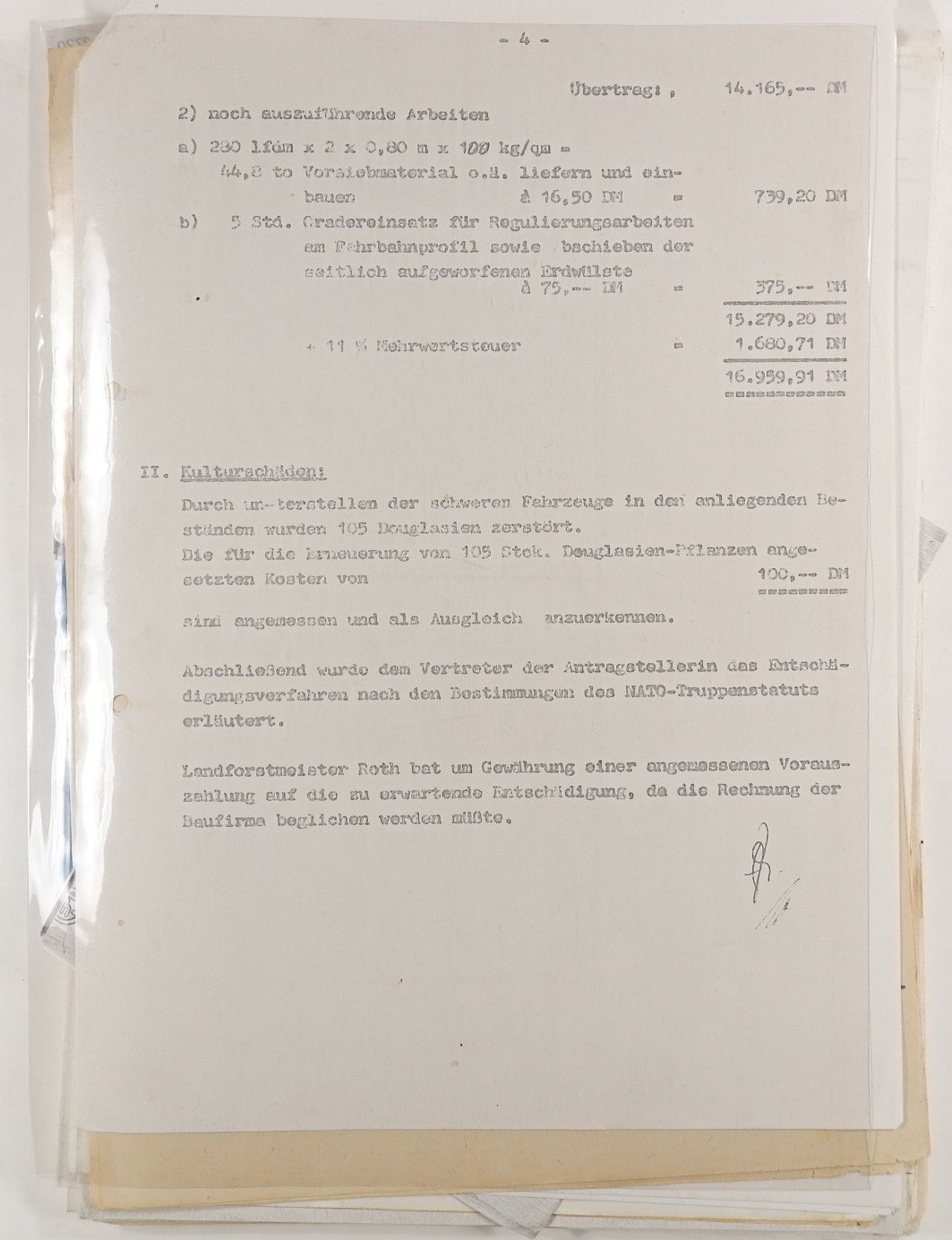 Schadensersatzforderungen für Schäden durch Militärfahrzeuge (1974/75) (Freilichtmuseum Roscheider Hof CC0)