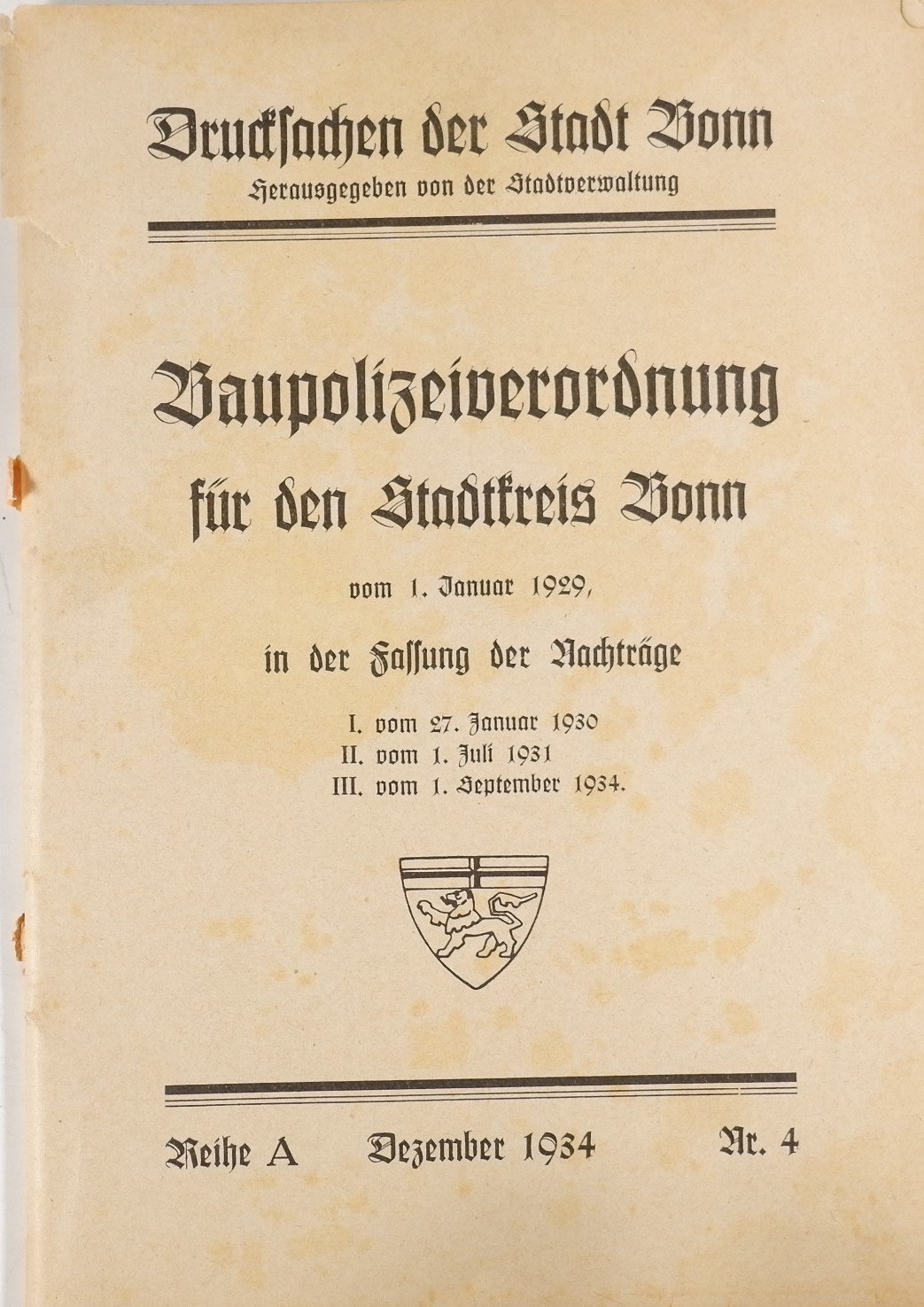 Baupolizeiverordnung für den Stadtkreis Bonn (1934) (Freilichtmuseum Roscheider Hof CC0)