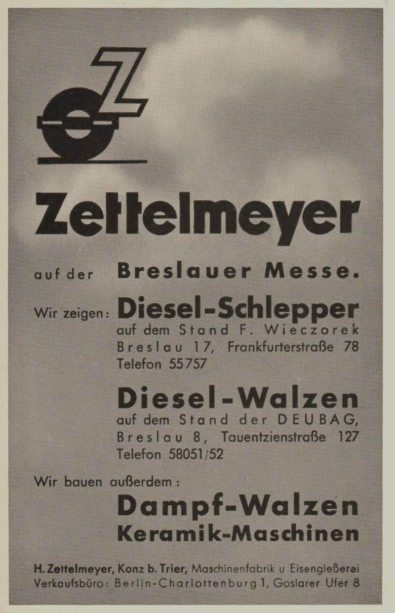 Werbeblatt der Firma Zettelmeyer für Breslauer Messe (Freilichtmuseum Roscheider Hof CC0)