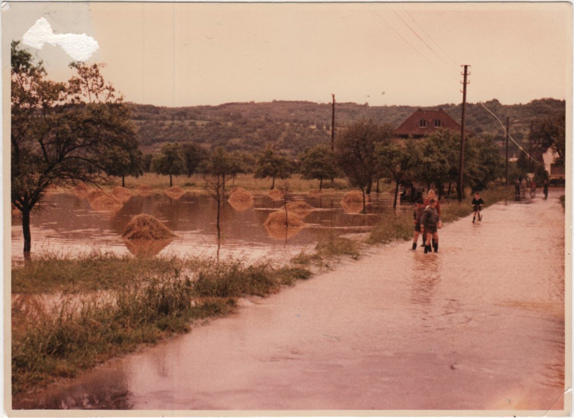 Überflutung der Wiese nödlich der Ahr 1961 (Jupp Schuld CC BY-NC-SA)