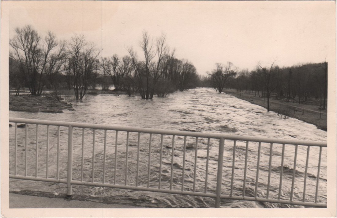 Hochwasser der Ahr, hier Überschwemmung der Wiesen Ahrabwärts im Februar 1970 (Jupp Schuld CC BY-NC-SA)