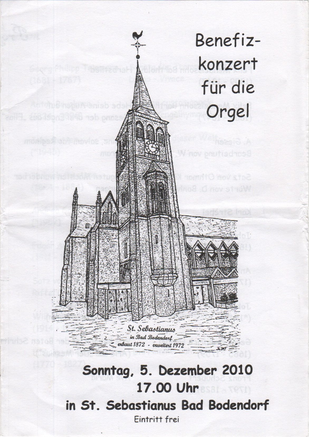 Programm Benefizkonzert für die Orgel in Bad Bodendorf (Heimatarchiv Bad Bodendorf CC BY-NC-SA)