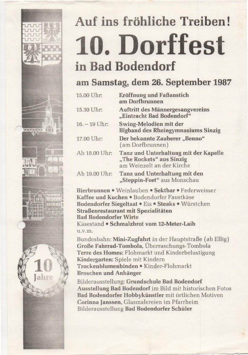 Plakat zum 10. Dorffest (Dorfgemeinschaft Bad Bodendorf CC BY-NC-SA)