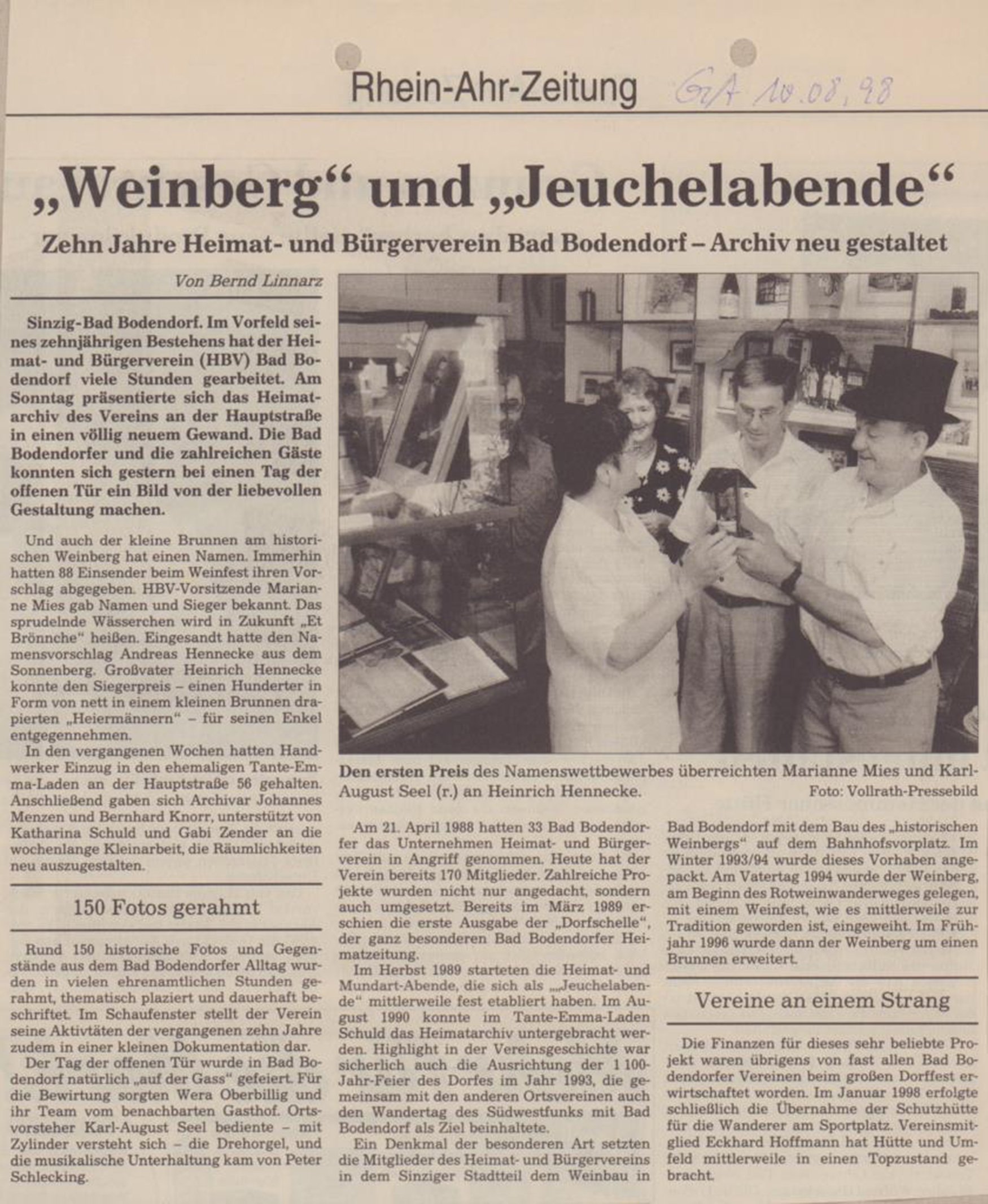"Weinberg" und "Jeuchelabende" (Heimatarchiv Bad Bodendorf CC BY-NC-SA)