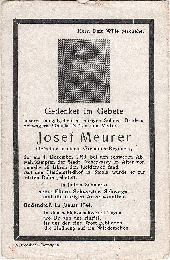 Totenzettel von Josef Meurer (Heimatarchiv Bad Bodendorf CC BY-NC-SA)