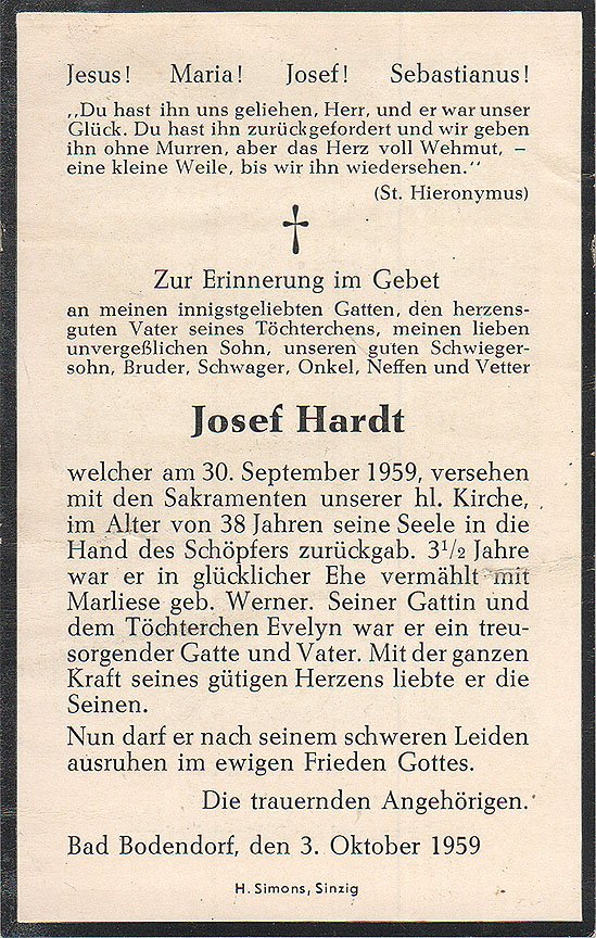 Totenzettel von Josef Hardt (jr.) (Heimatarchiv Bad Bodendorf CC BY-NC-SA)