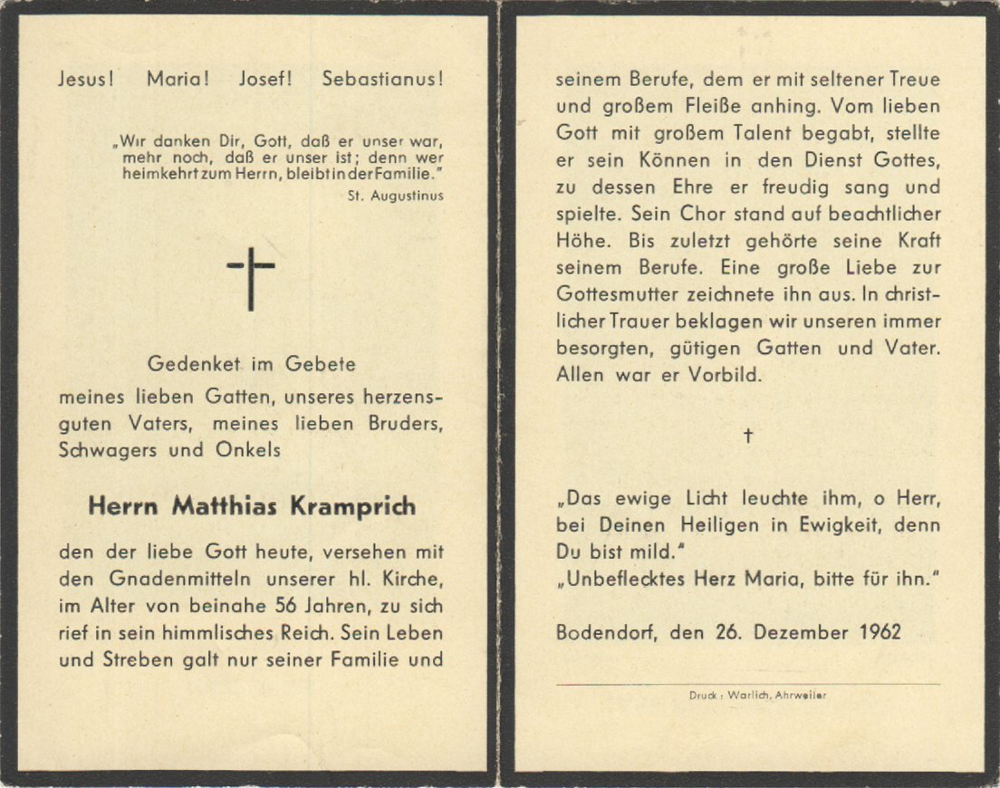 Totenzettel von Mattias Kramprich (Heimatarchiv Bad Bodendorf CC BY-NC-SA)