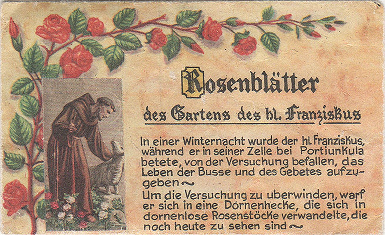 Briefchen mit "Rosenblätter des Gartens des hl. Franziskus (Heimatarchiv Bad Bodendorf CC BY-NC-SA)