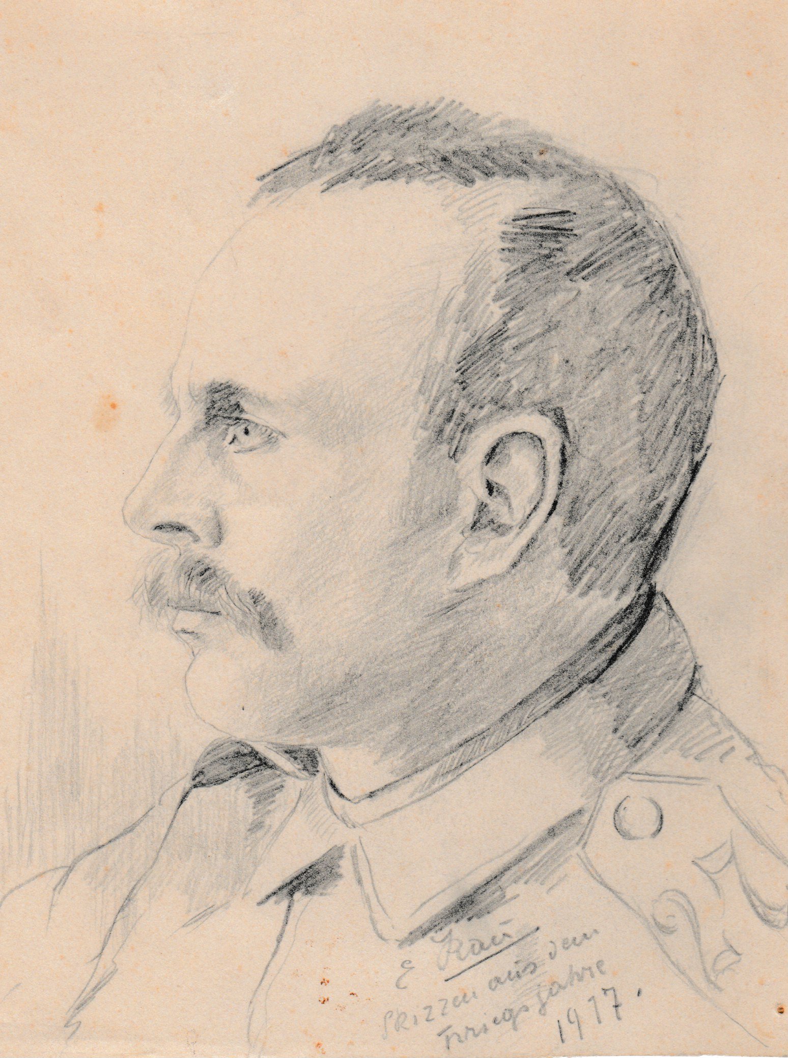 Portraitzeichnung Matthias Leisen in Uniform 1917 (Dr. Jürgen Haffke CC BY-NC-SA)