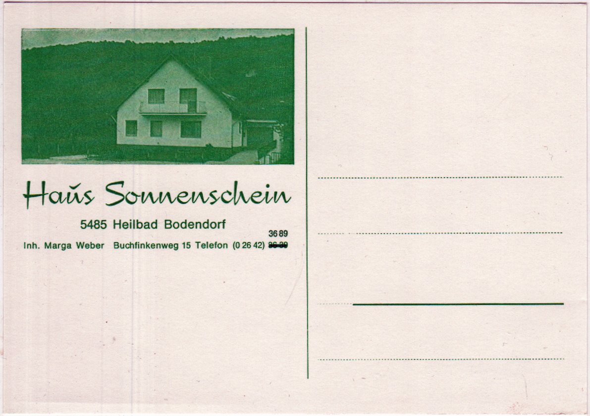 Postkarte Haus Sonnenschein in Bodendorf (Heimatarchiv Bad Bodendorf CC BY-NC-SA)