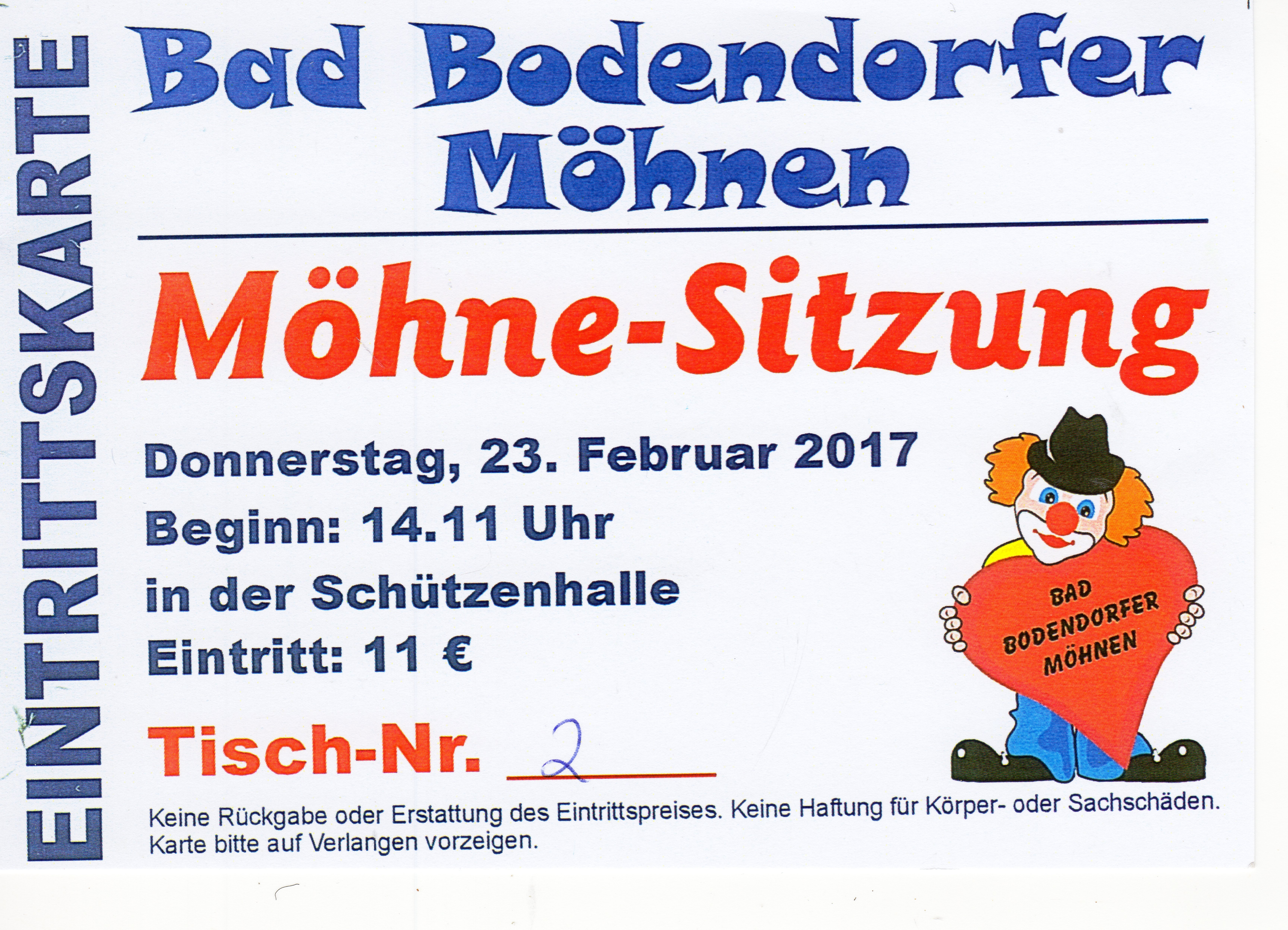Eintrittskarte zur Möhnensitzung 2017 (Möhnenverein Bad Bodendorf CC BY-NC-SA)