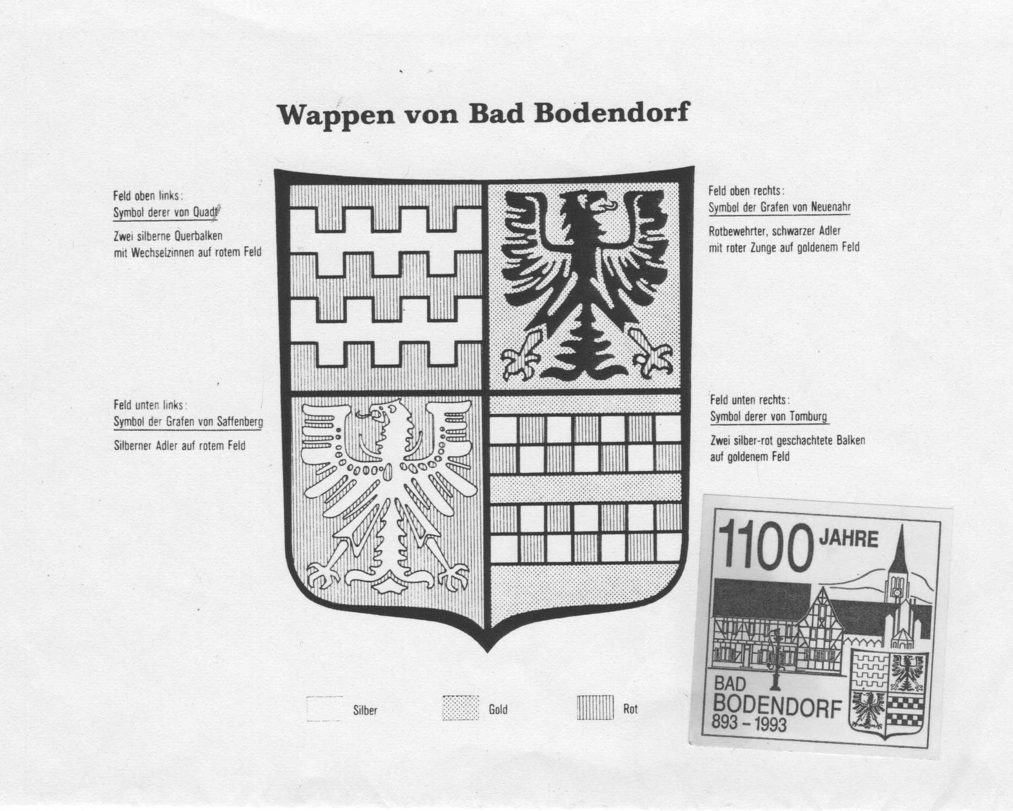 Das Bodendorfer Gerichtssiegel und das heutige Wappen von Bad Bodendo (Heimatarchiv Bad Bodendorf CC BY-NC-SA)
