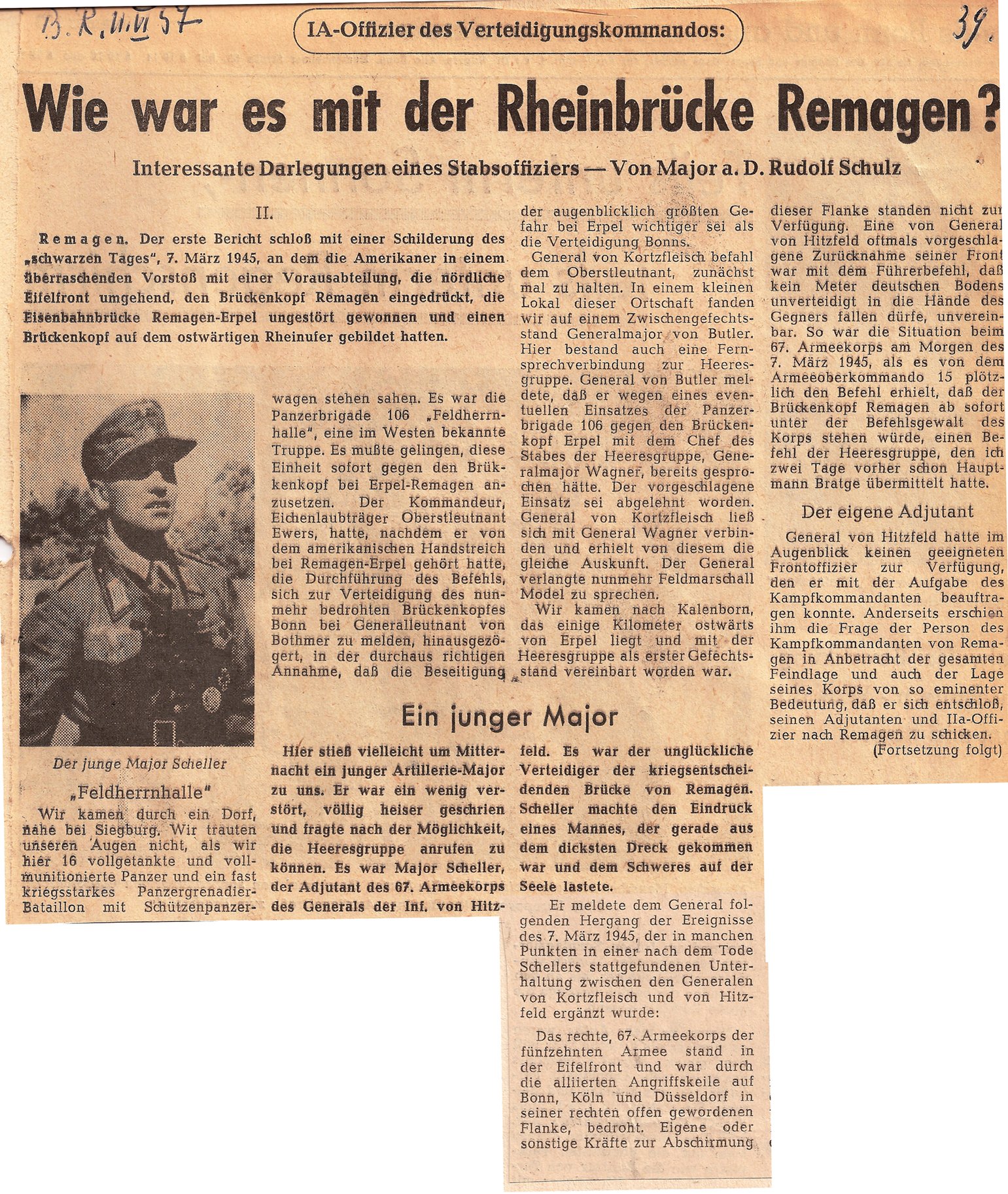 Wie war es mit der Rheinbrücke Remagen + Ein junger Major (Heimatarchiv Bad Bodendorf CC BY-NC-SA)