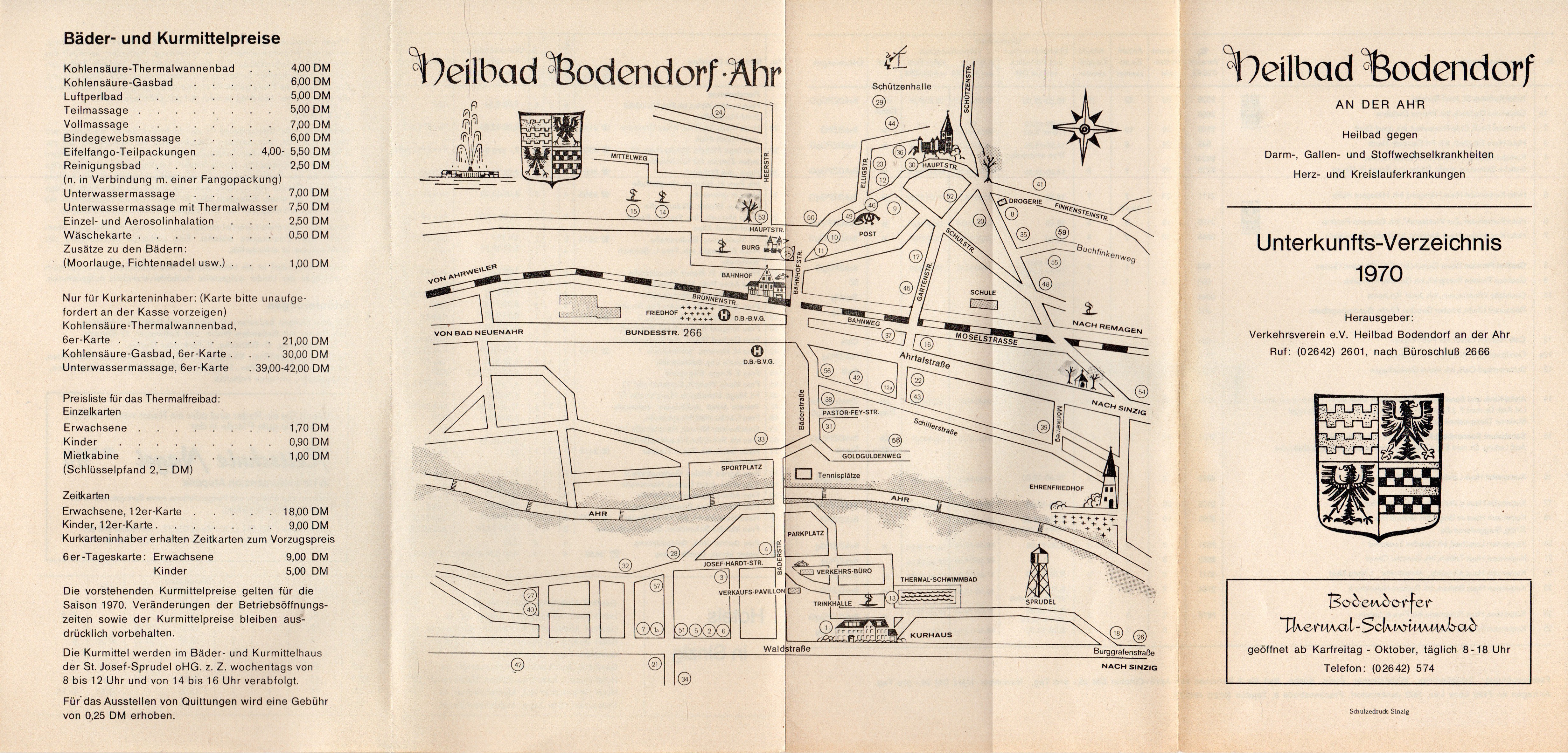 Unterkunfts-Verzeichnis 1970 von Bad Bodendorf (Heimatmuseum und -Archiv Bad Bodendorf CC BY-NC-SA)