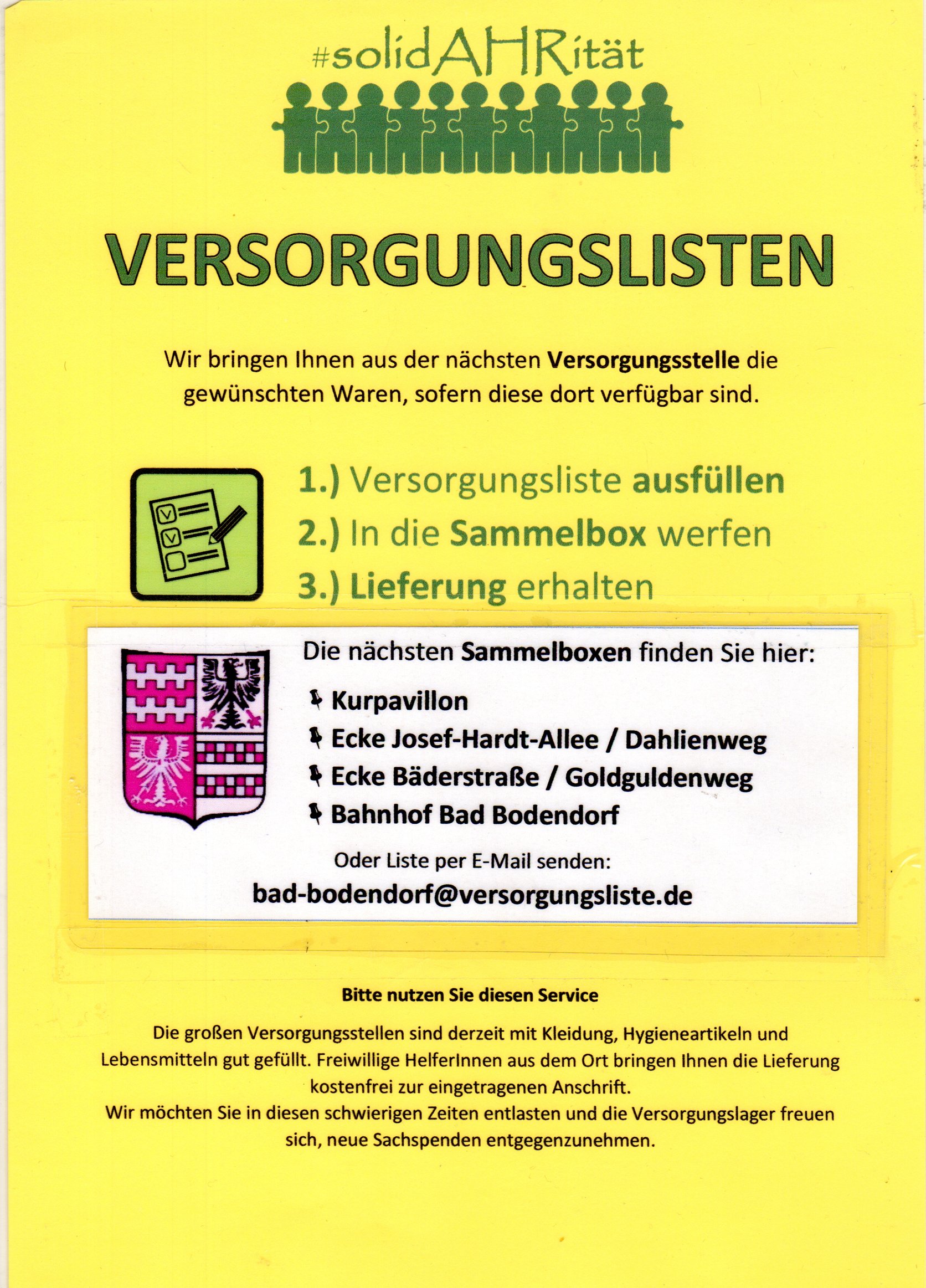 Plakat zum Procedere der Versorungslisten Vers. 2 (Heimatarchiv Bad Bodendorf CC BY-NC-SA)