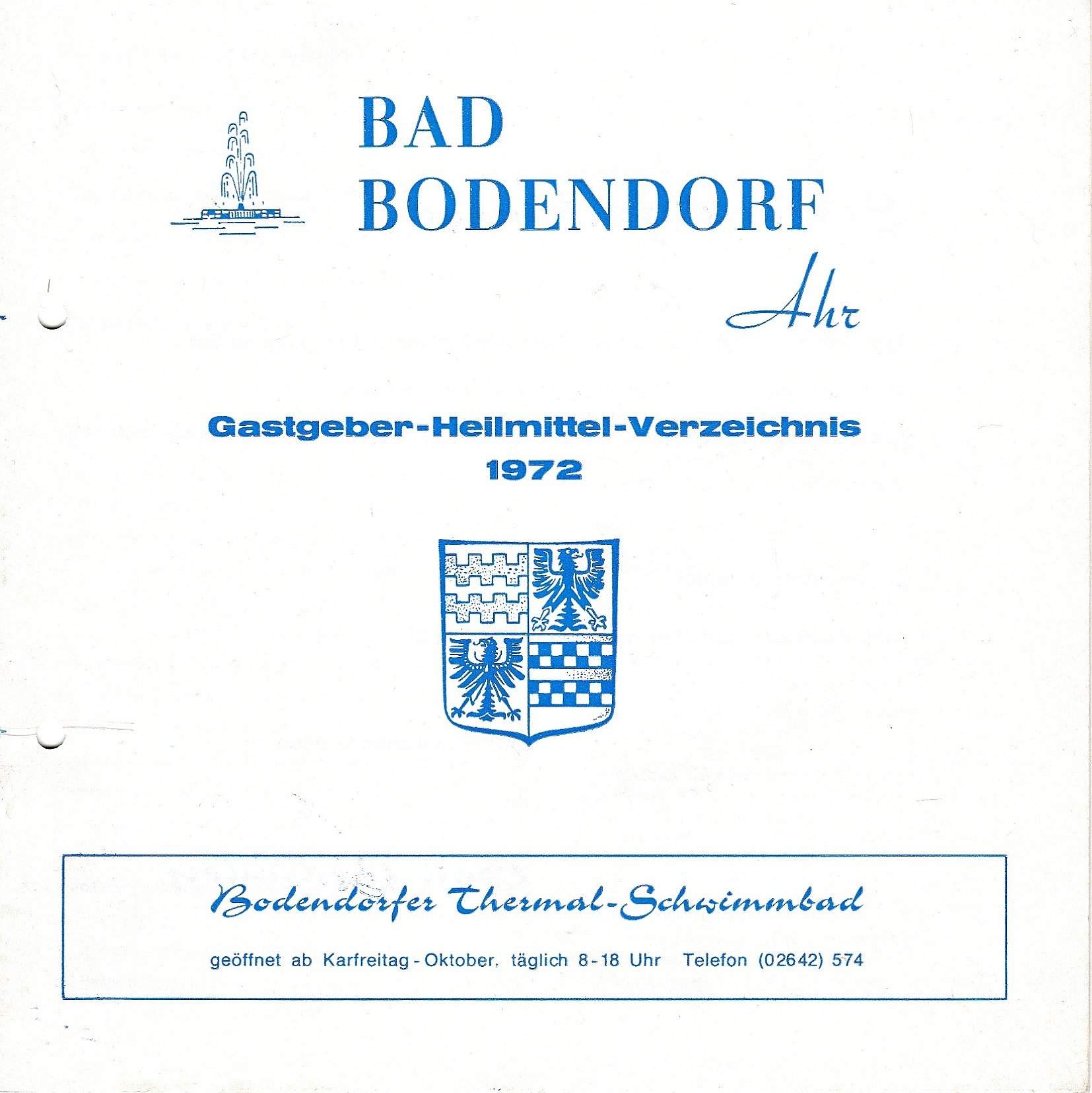 Bad Bodendorf - Gastgeber-Heilmittel-Verzeichnis 1972 (Heimatarchiv Bad Bodendorf CC BY-NC-SA)