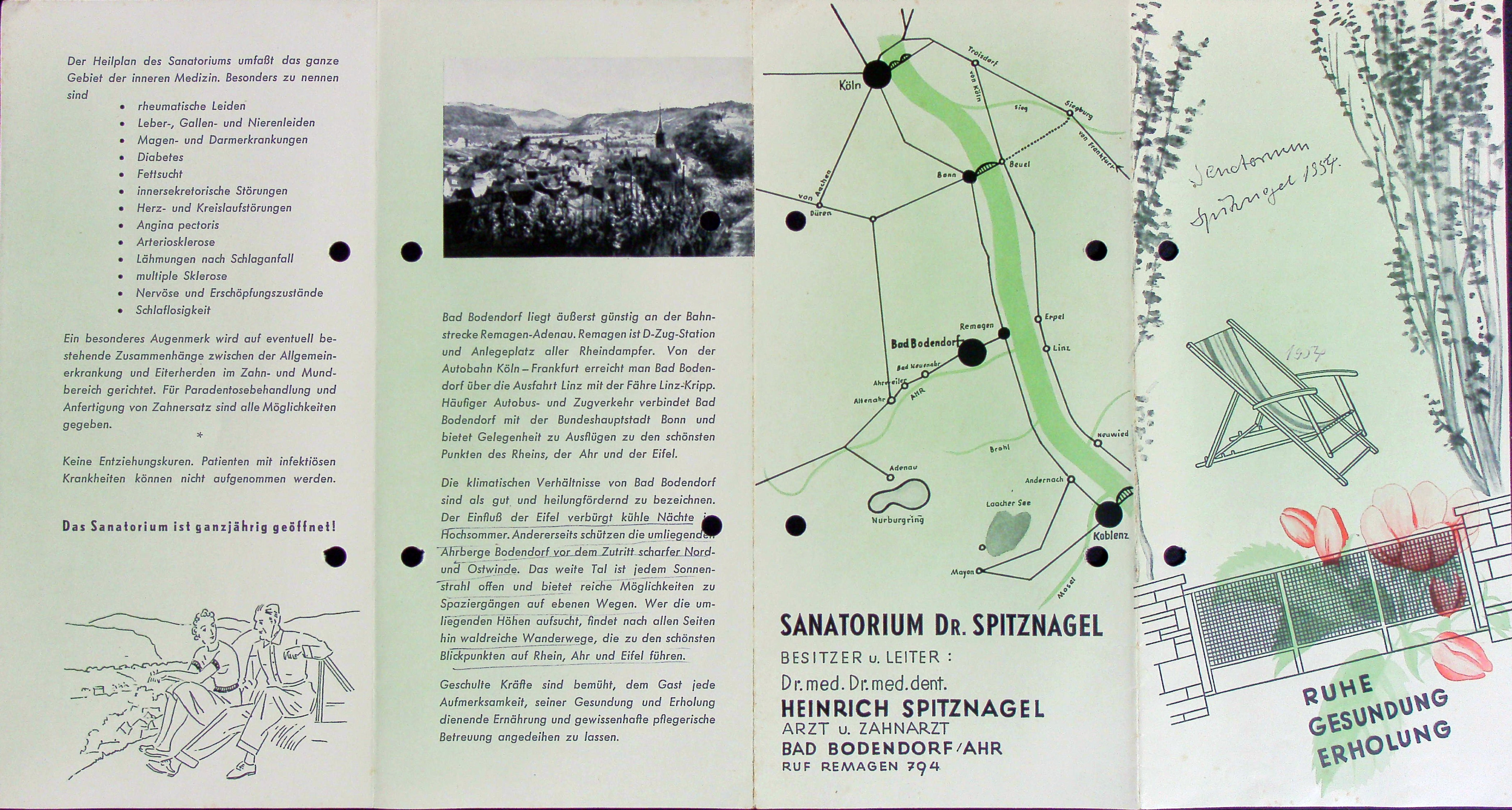 Flyer Sanatorium Spitznagel 1954 (Heimatarchiv Bad Bodendorf CC BY-NC-SA)