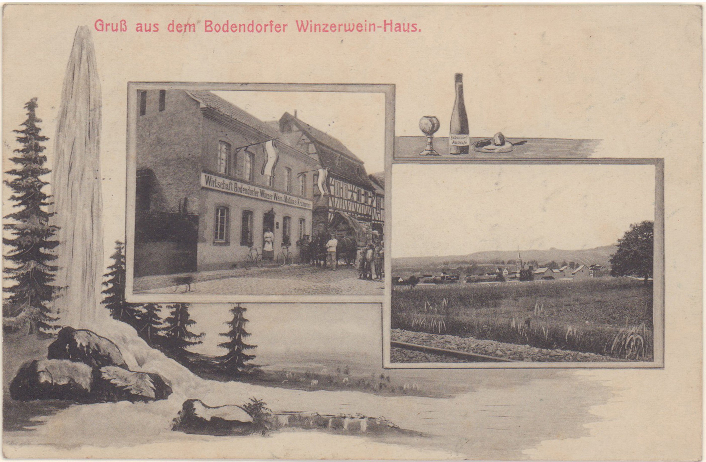 Ansichtskarte Gruß aus dem Bodendorfer Winzerwein-Haus (Heimatarchiv Bad Bodendorf CC BY-NC-SA)