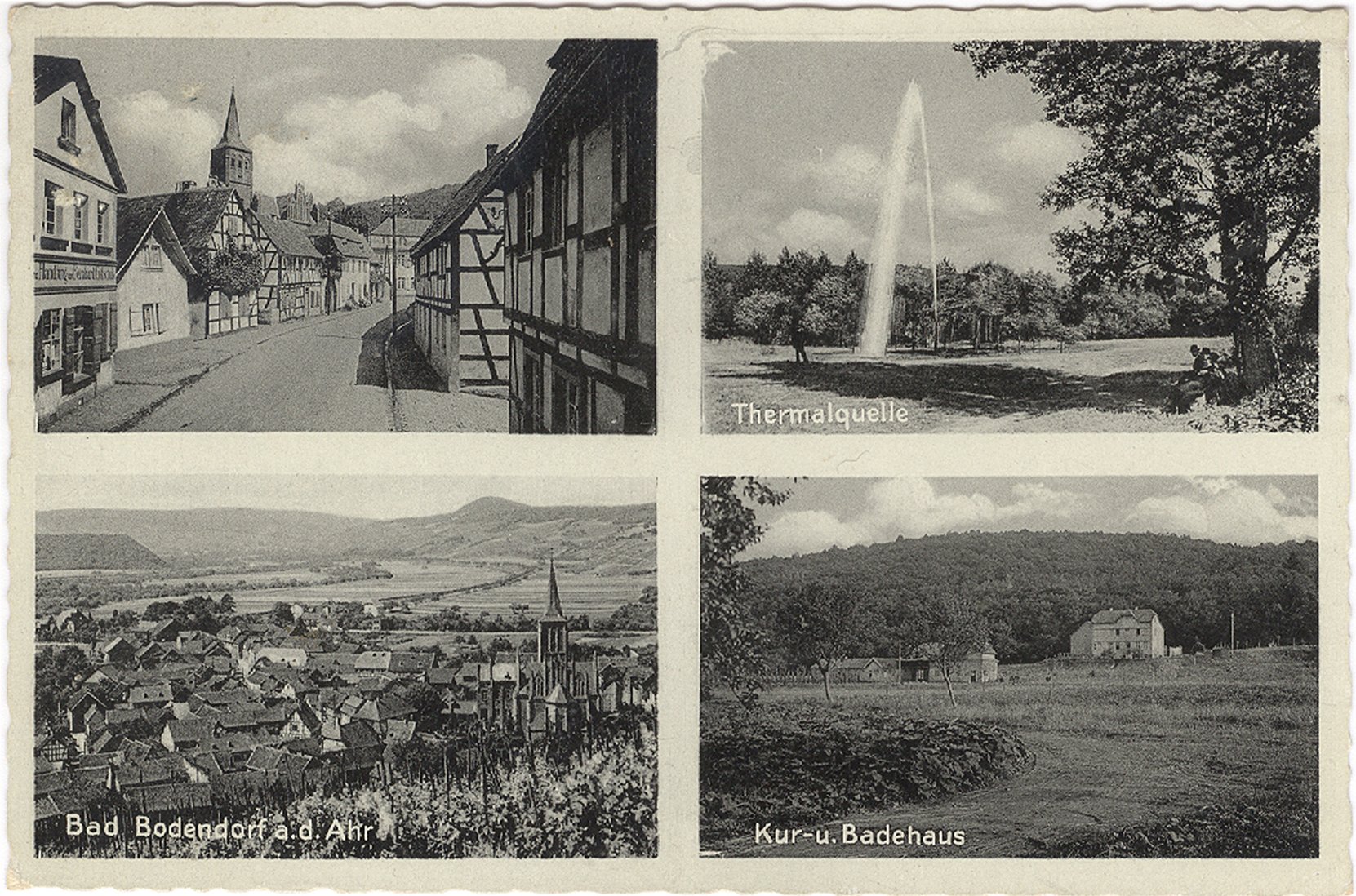 Ansichtskarte Blick mit vier Dorfansichten von Bodendorf (Heimatarchiv Bad Bodendorf CC BY-NC-SA)