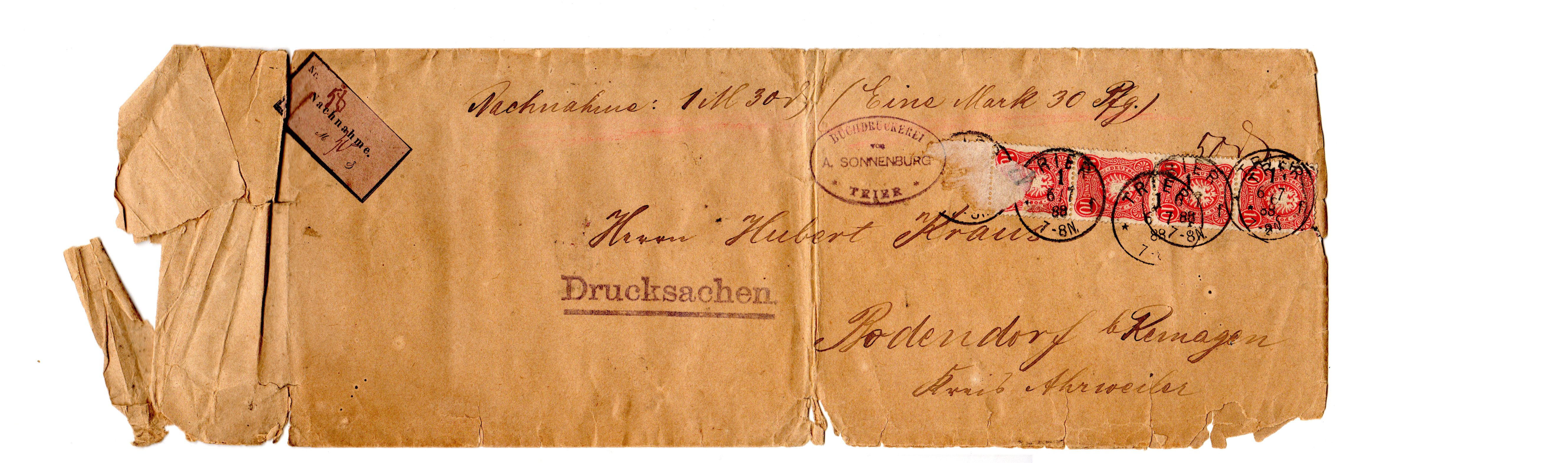 Nachnahme Briefumschlag (Heimatarchiv Bad Bodendorf CC BY-NC-SA)
