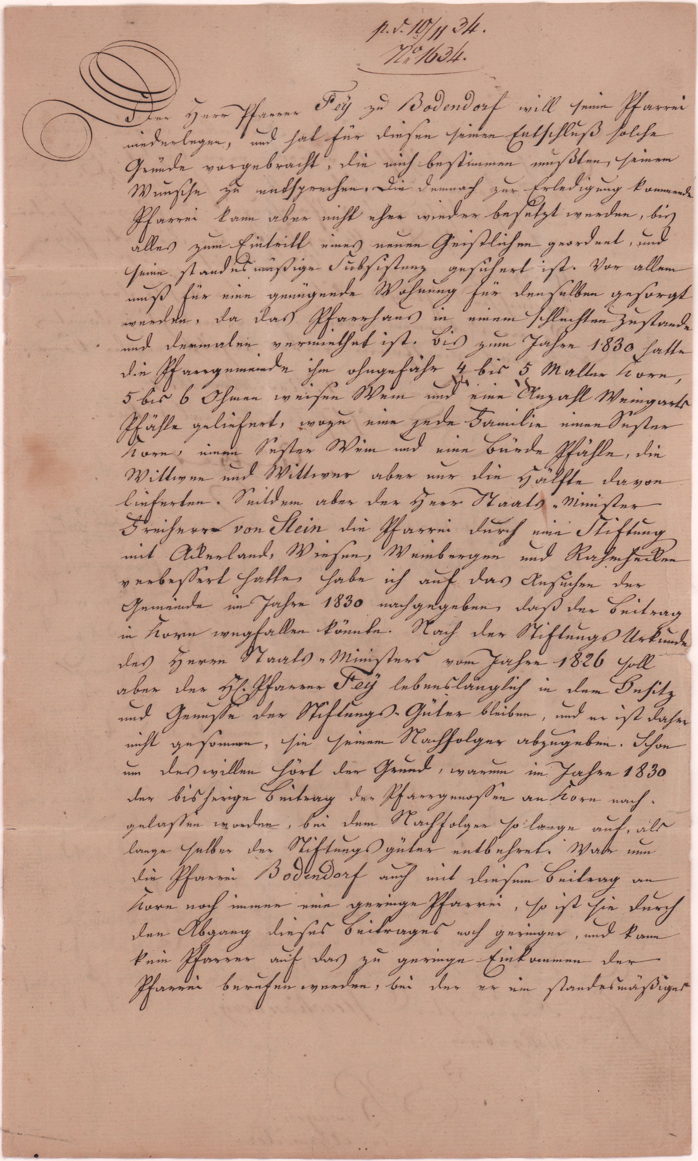 Schreiben des Trierer bischöflichen General Vikar am Bürgermeister Queckenberg in Remagen am 04.11.1834 (Heimatarchiv Bad Bodendorf CC BY-NC-SA)