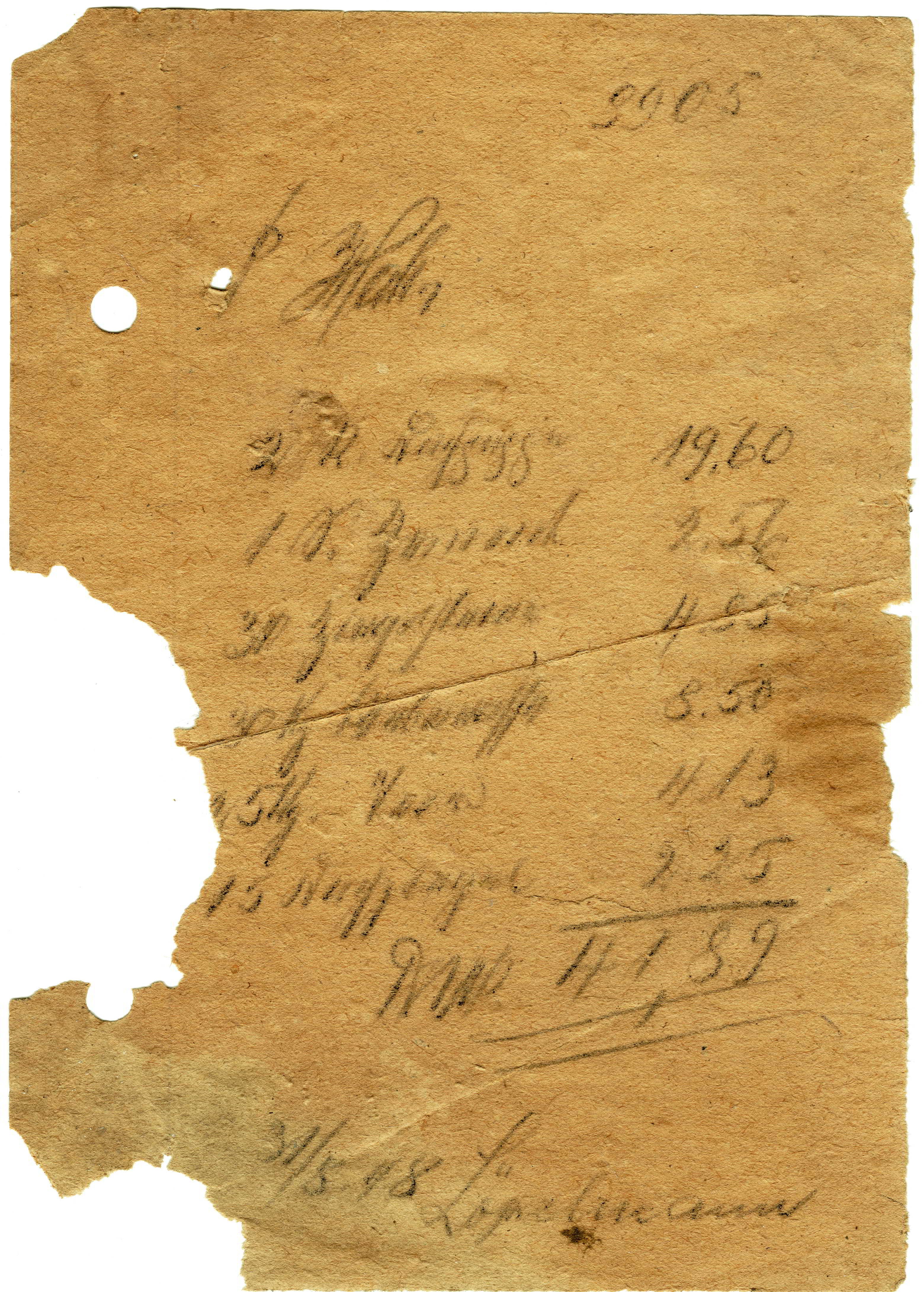 Formlose Rechnung vom 31.05.1948 auf Papier mit Bleistift geschrieben (Heimatarchiv Bad Bodendorf CC BY-NC-SA)