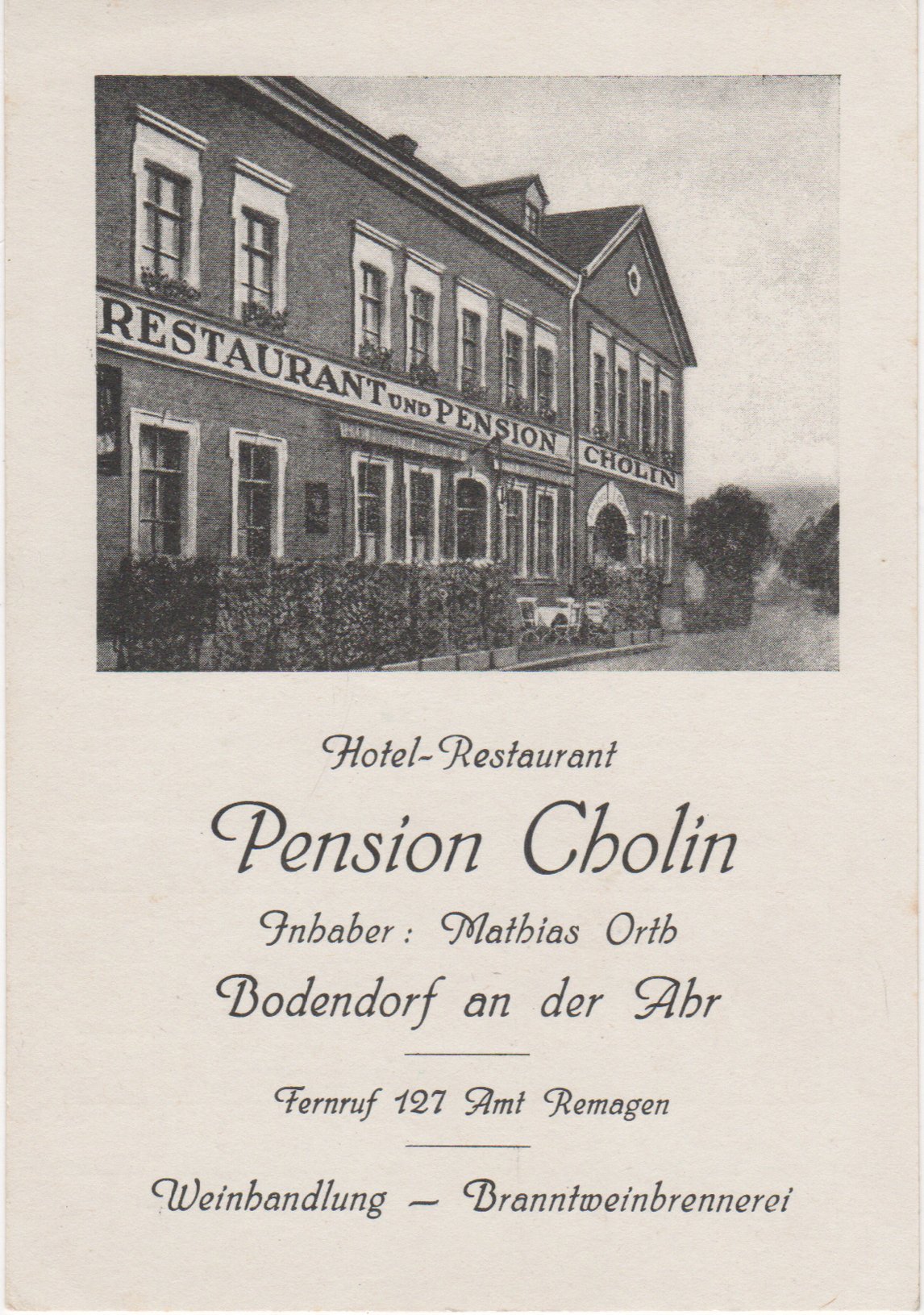 Rechnung der Gastwirtschaft Cholin in Bodendorf/Ahr für verzehr des Damen Kegel-Club am 13. Dezember 1956 (Heimatarchiv Bad Bodendorf CC BY-NC-SA)