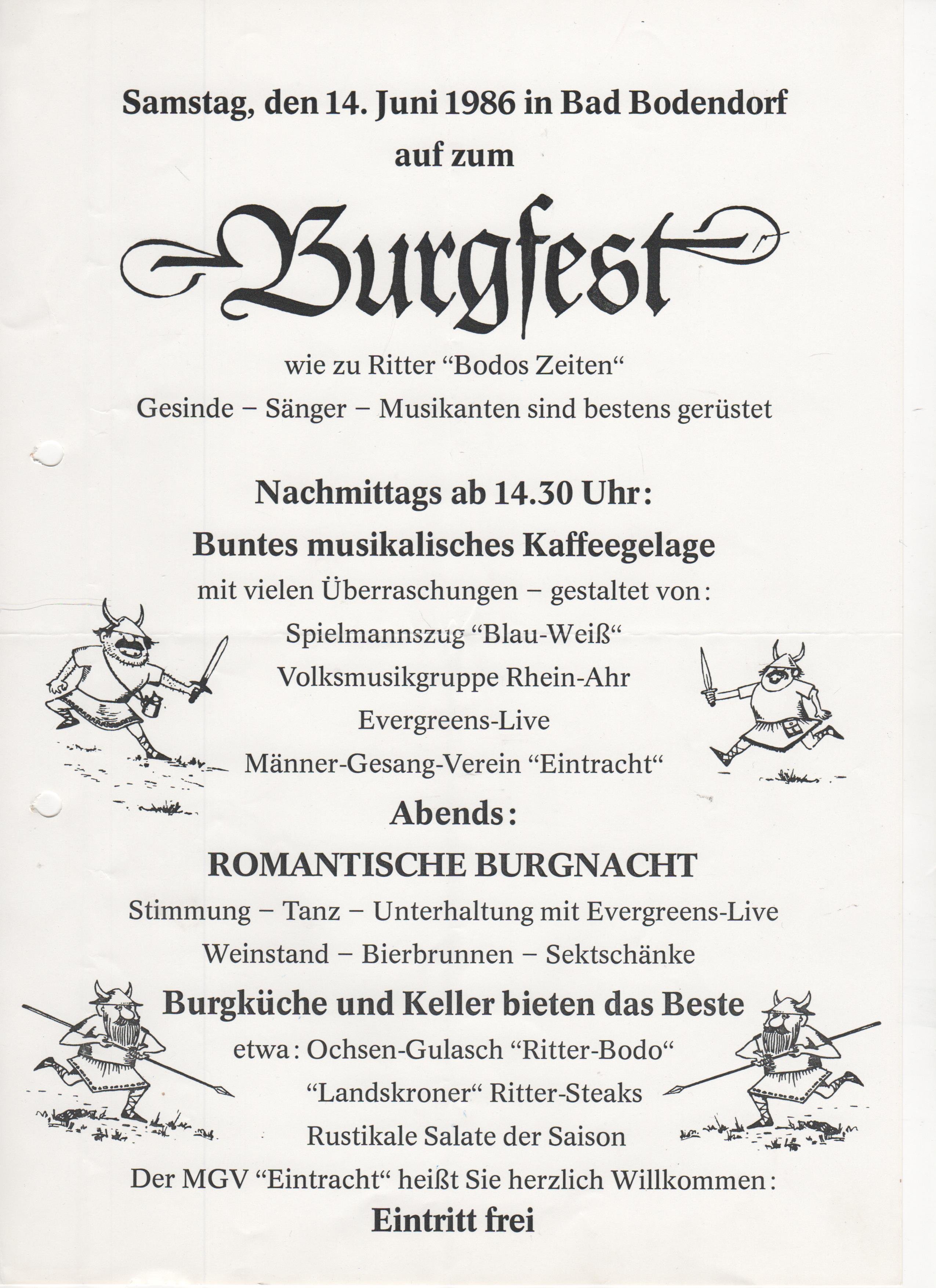 Einladung zum Bad Bodendorfer Burgfest im Jahr 1986 (Heimatarchiv Bad Bodendorf CC BY-NC-SA)