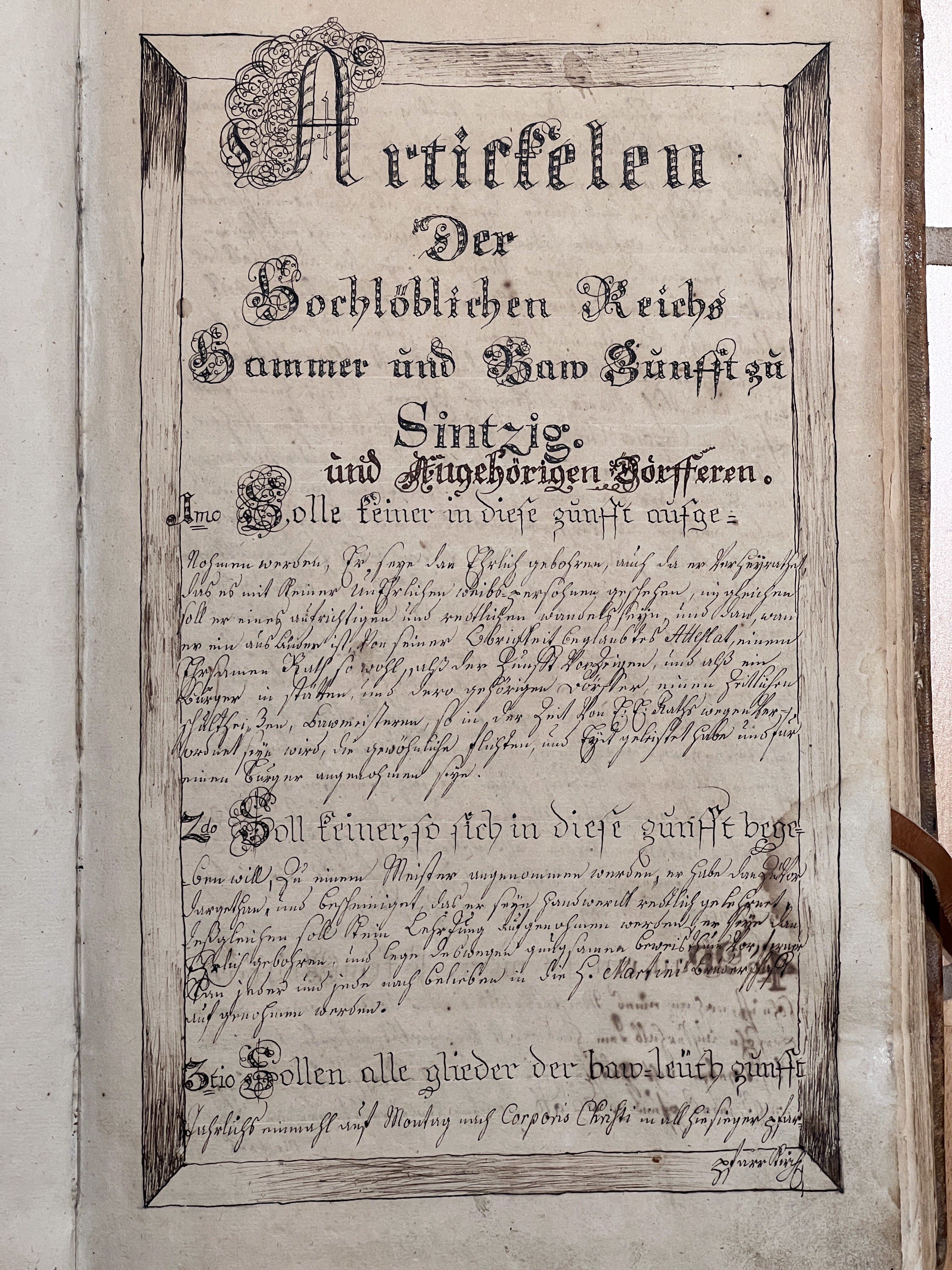 Zunftbuch der Meister, Hammerzunft Sinzig (Heimatmuseum Schloss Sinzig CC BY-NC-SA)