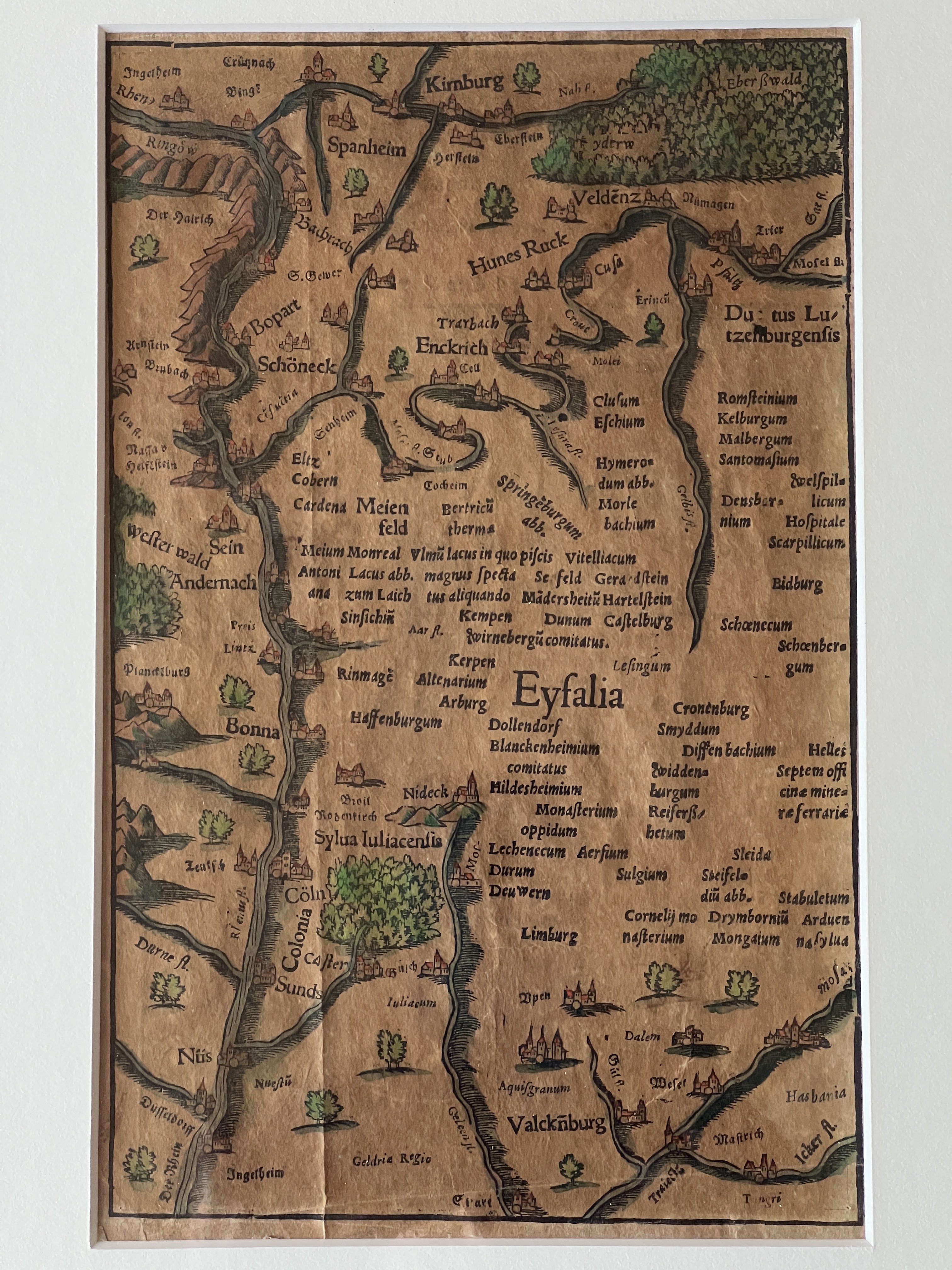 Alte Landkarte der Eifel (Heimatmuseum Schloss Sinzig CC BY-NC-SA)