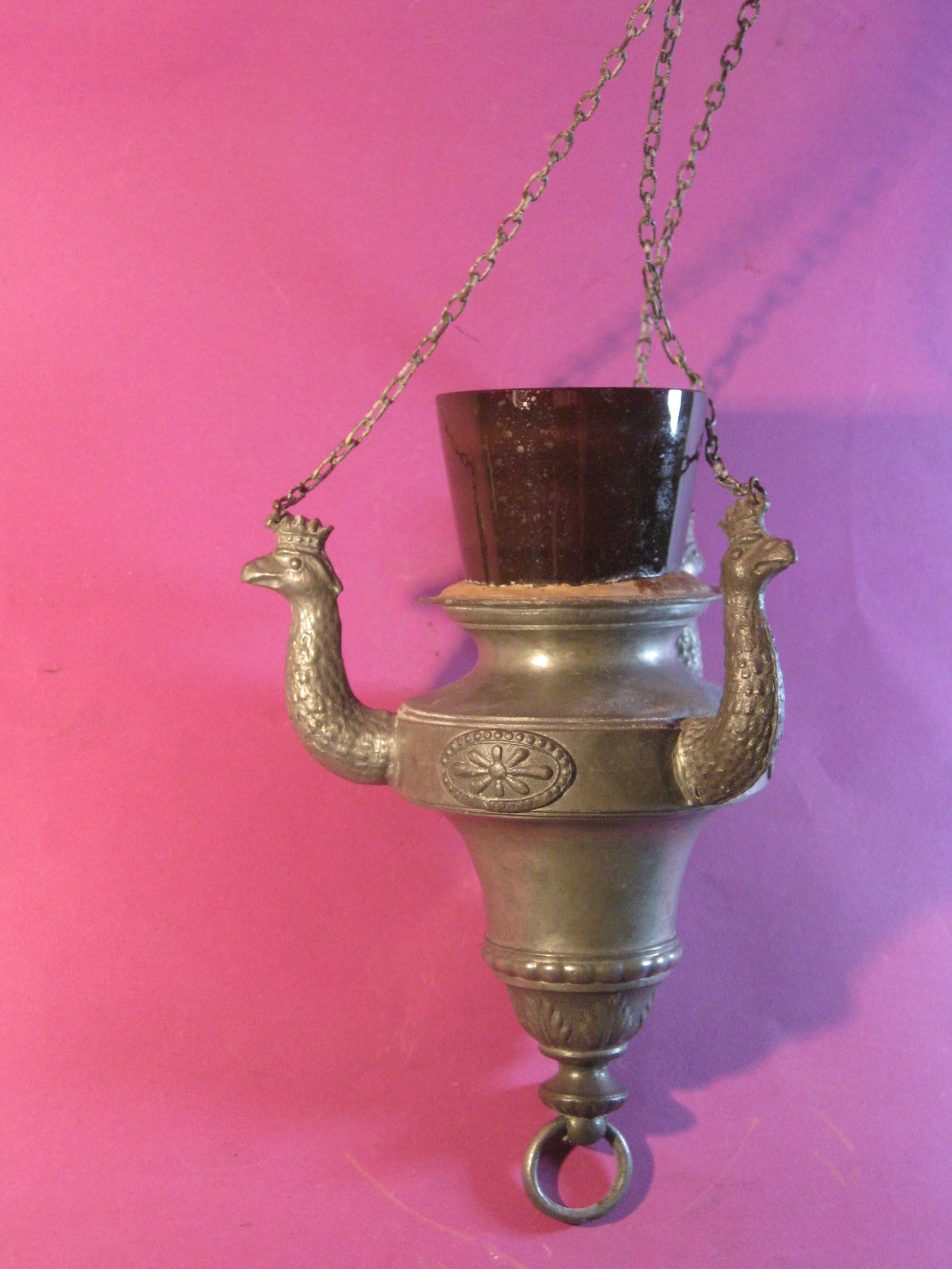 Öllampe aus Zinn und Glas (Heimatmuseum Schloss Sinzig CC BY-NC-SA)