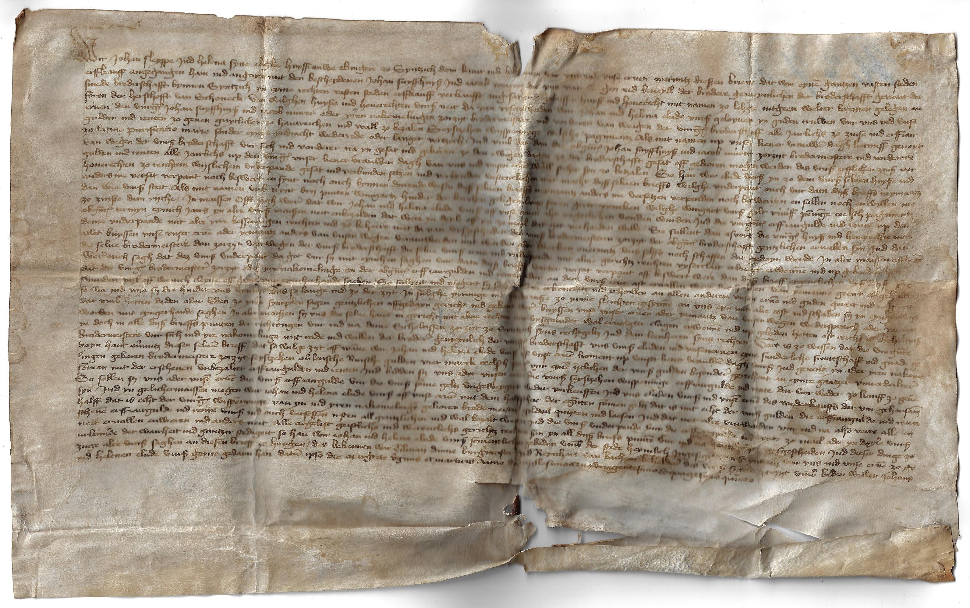 Urkunde von 1465 (Heimatmuseum Schloss Sinzig CC BY-NC-SA)
