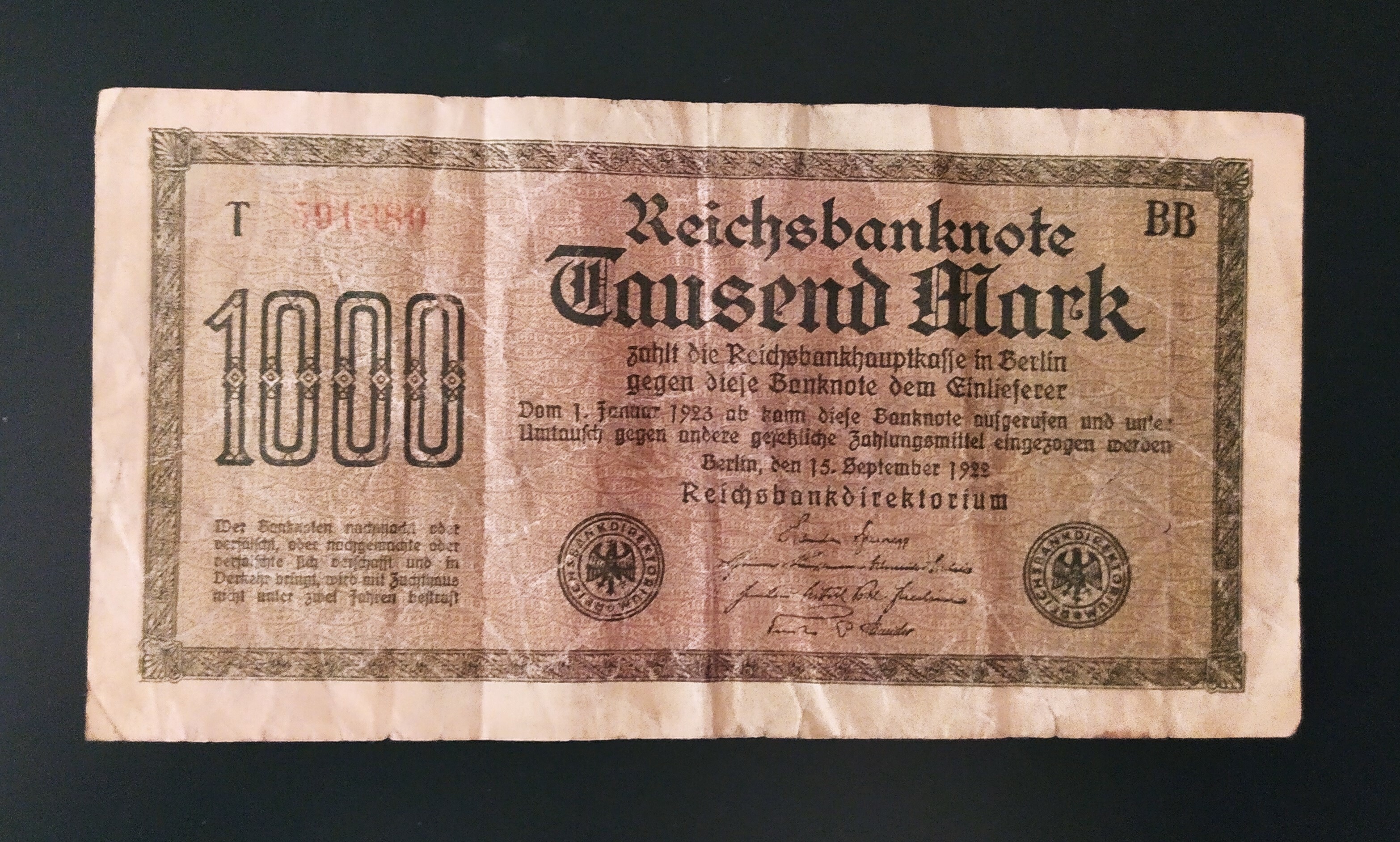 Reichsbanknote Tausend Mark (HKK CC BY-NC-SA)