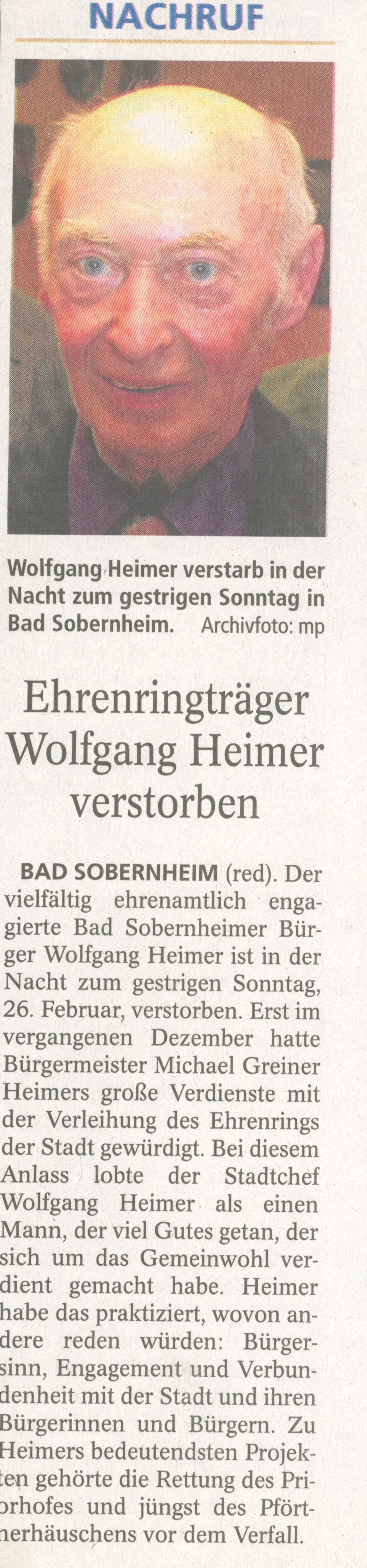 Ehrenringträger Wolfgang Heimer verstorben (Heimatmuseum Bad Sobernheim CC BY-NC-SA)