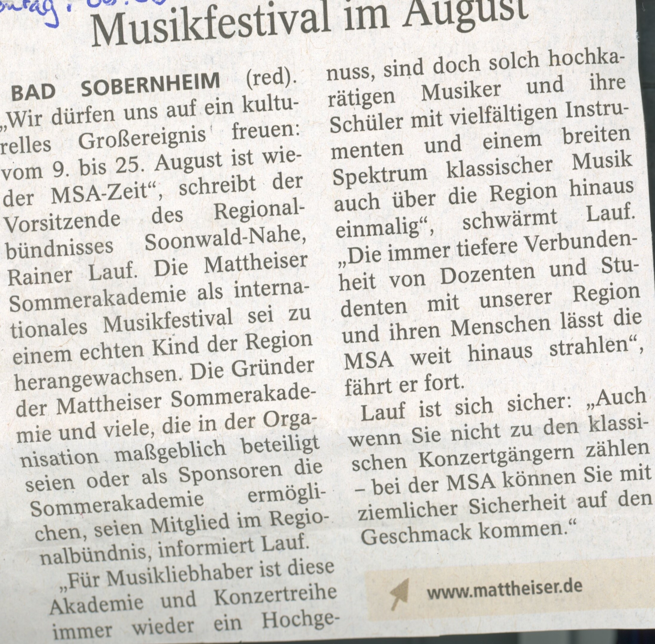 Musikfestival im August (Heimatmuseum Bad Sobernheim CC BY-NC-SA)