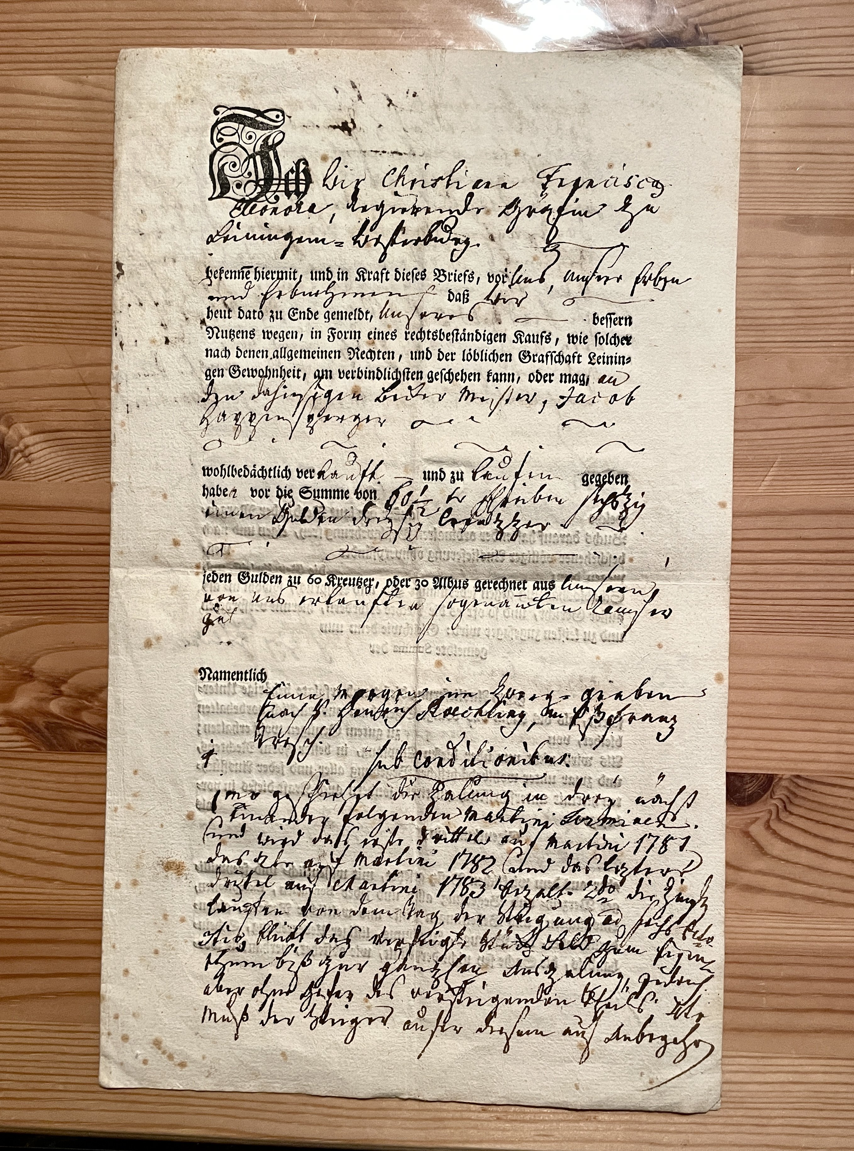 Gräflicher Steigbrief 1780 (Museum Im Alten Rathaus Grünstadt CC BY-NC-SA)