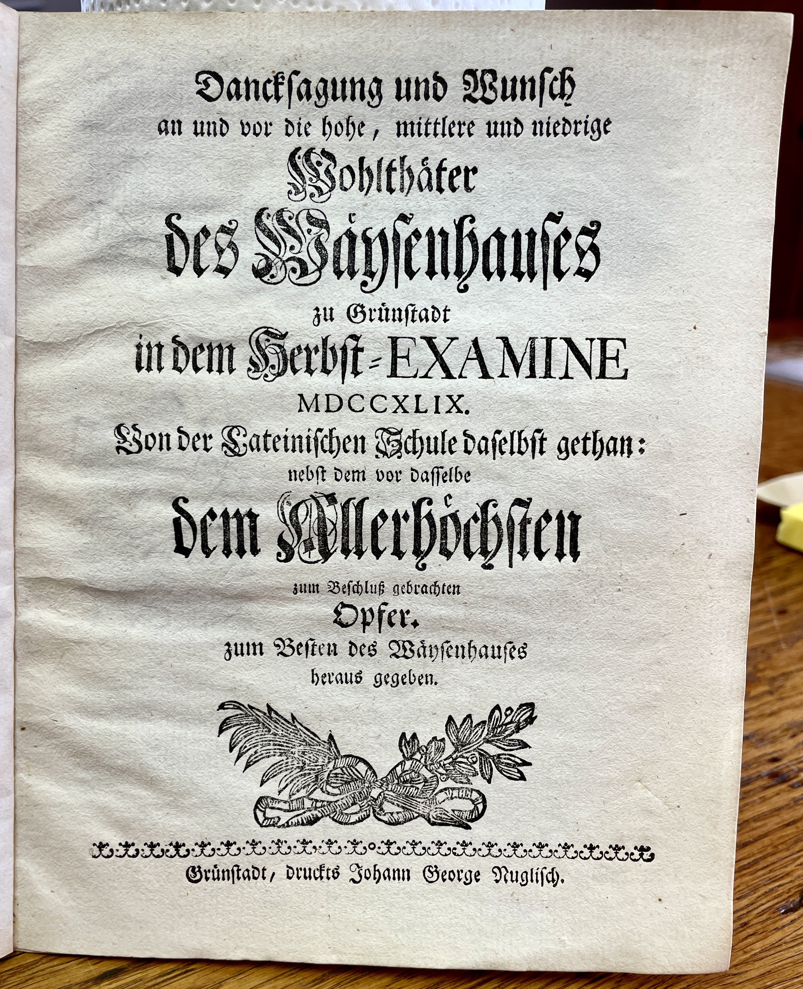 Festschrift Waisenhaus Grünstadt 1749 (Museum Im Alten Rathaus Grünstadt CC BY-NC-SA)