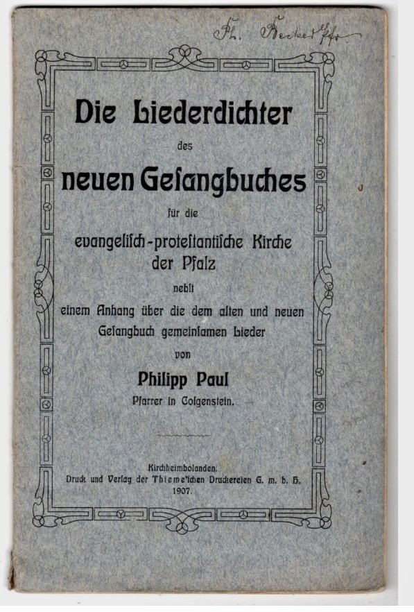 Broschüre über die Liederdichter des prot. Gesangbuches (Museum Im Alten Rathaus Grünstadt CC BY-NC-SA)
