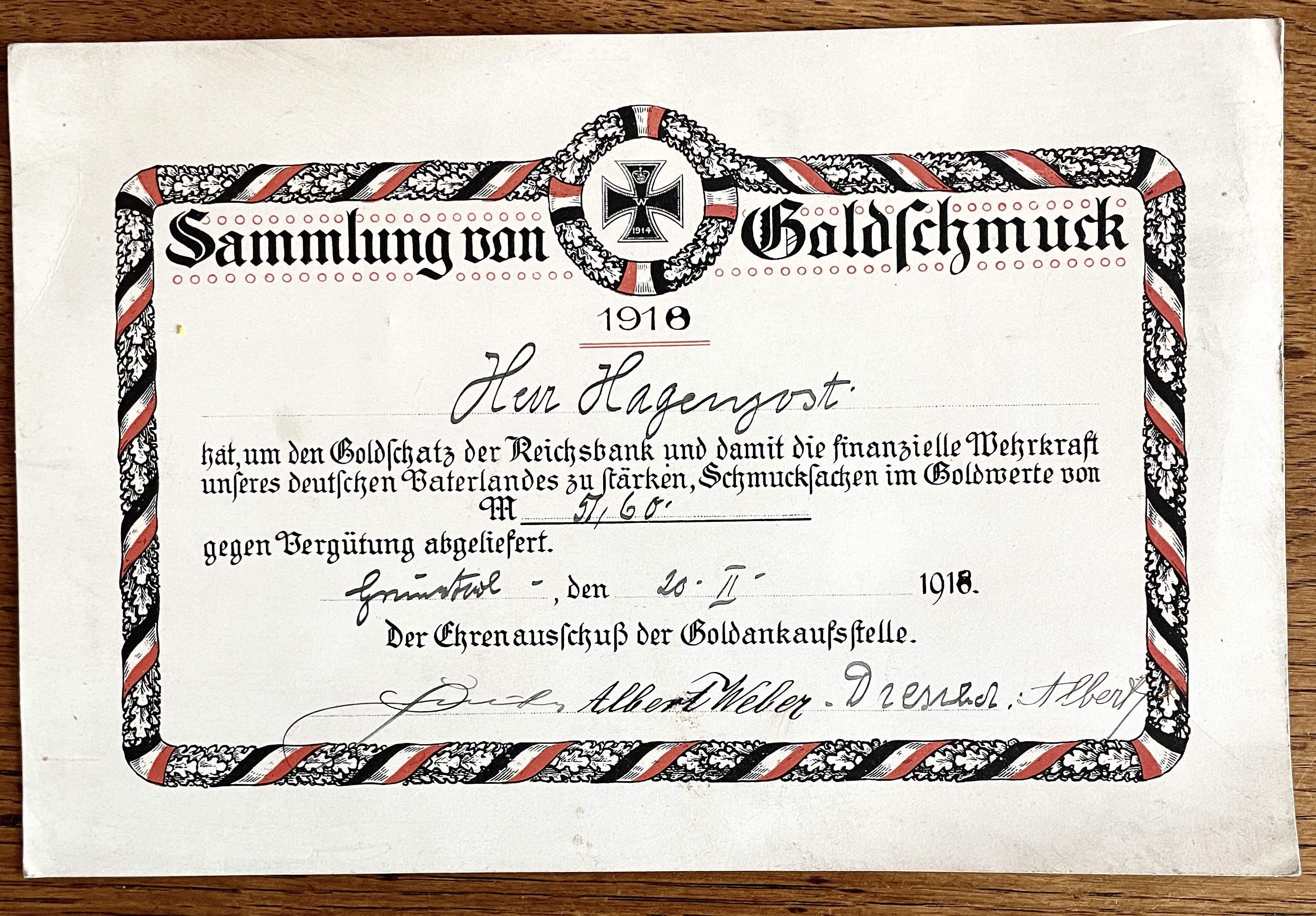 Urkunde Sammlung Goldschmuck (Museum Im Alten Rathaus Grünstadt CC BY-NC-SA)