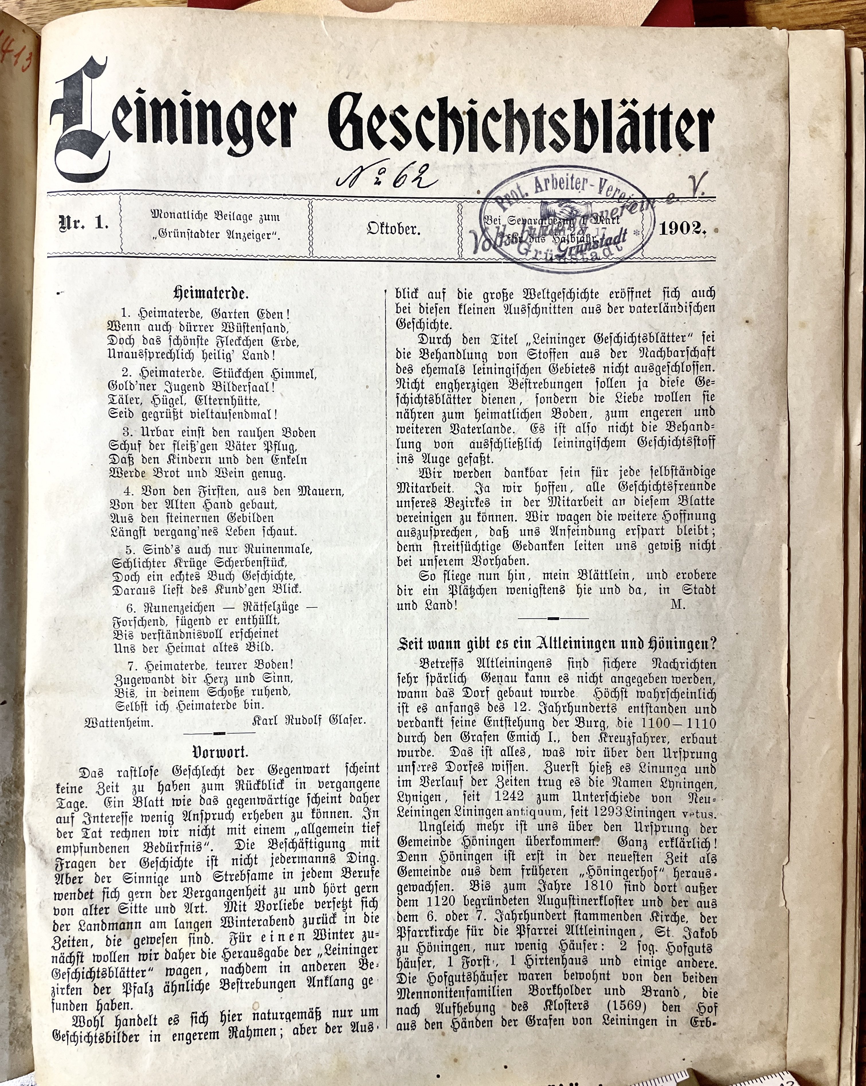 Leininger Geschichtsblätter 1902/1903 (Museum Im Alten Rathaus Grünstadt CC BY-NC-SA)