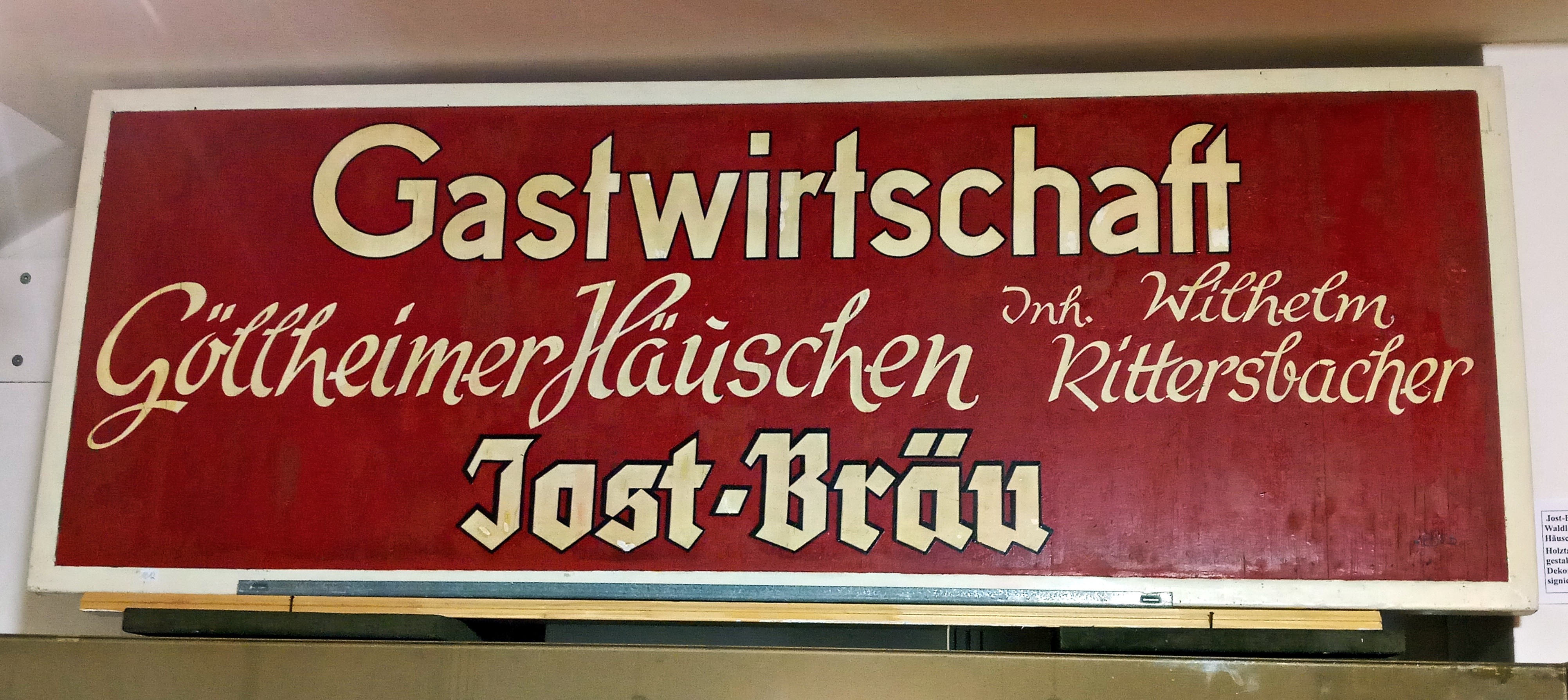 Wirtshausschild Jost-Bräu (Museum Im Alten Rathaus Grünstadt CC BY-NC-SA)