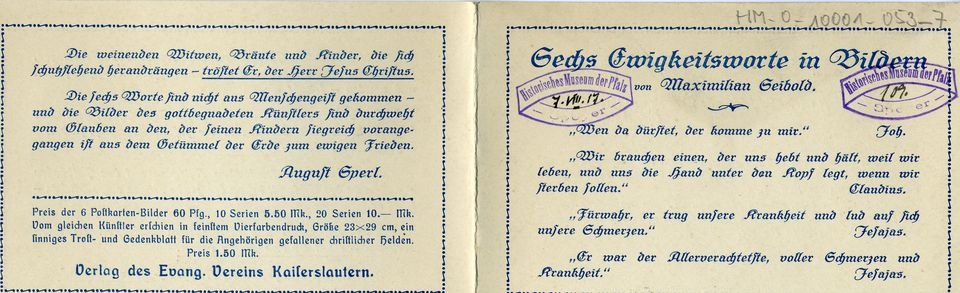 Beiblatt zu 6 Kriegs-Künstlerpostkarten von Maximilian Seibold (Historisches Museum der Pfalz, Speyer CC BY)