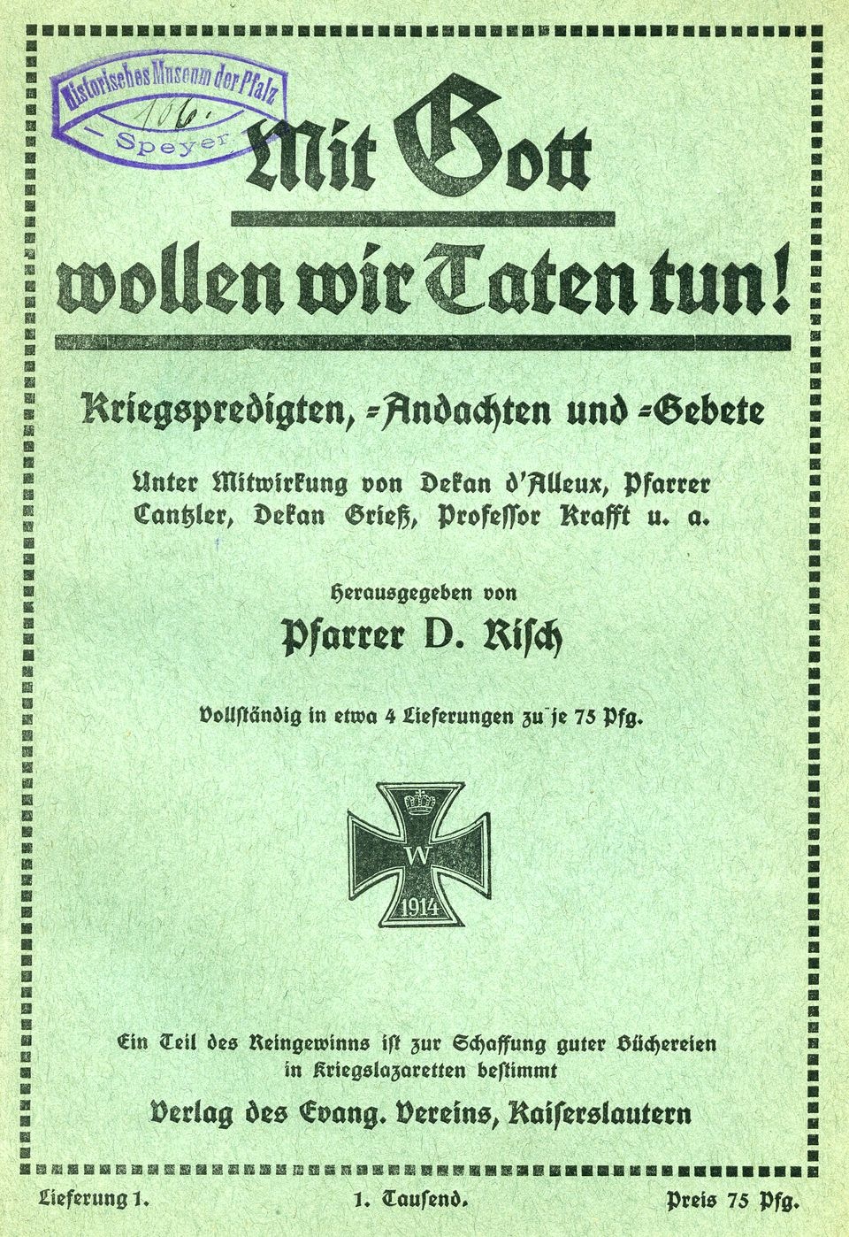 Sammelschrift Kriegspredigten, -andachten und -gebete  (Historisches Museum der Pfalz, Speyer CC BY)