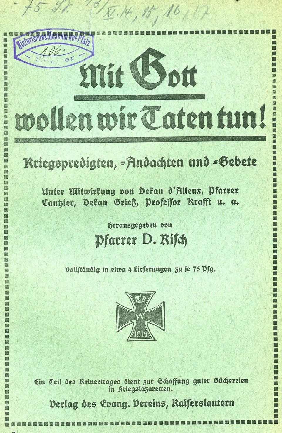 Sammelschrift Kriegspredigten, -andachten und -gebete  (Historisches Museum der Pfalz, Speyer CC BY)