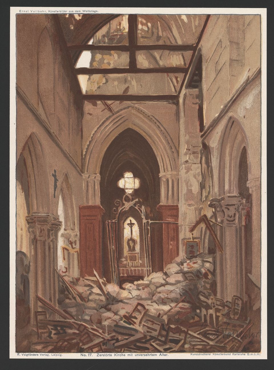 &quot;Zerstörte Kirche mit unversehrtem Altar&quot; (Historisches Museum der Pfalz, Speyer CC BY)