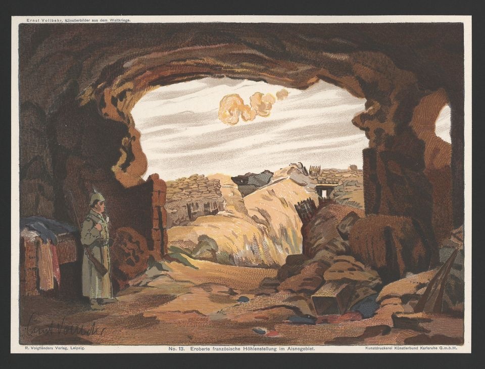 &quot;Eroberte Französische Höhlenstellung im Aisne-Gebiet&quot; (Historisches Museum der Pfalz, Speyer CC BY)